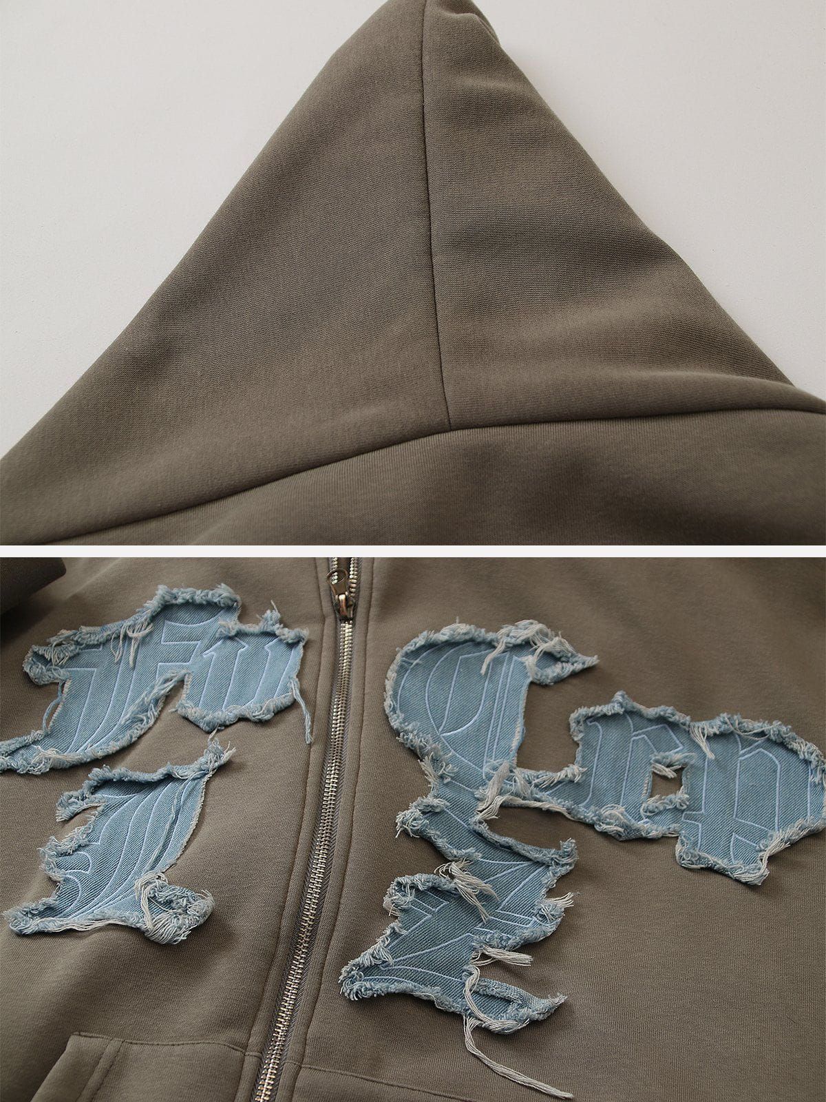 Aelfric Eden Applique Embroidery Slant Zip Up Hoodie sold by Aelfric Eden product image thumbnail 4