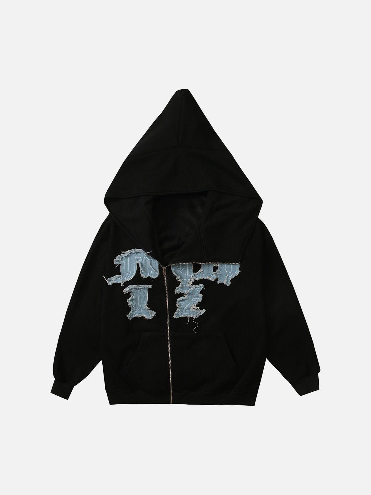 Aelfric Eden Applique Embroidery Slant Zip Up Hoodie sold by Aelfric Eden product image thumbnail 2