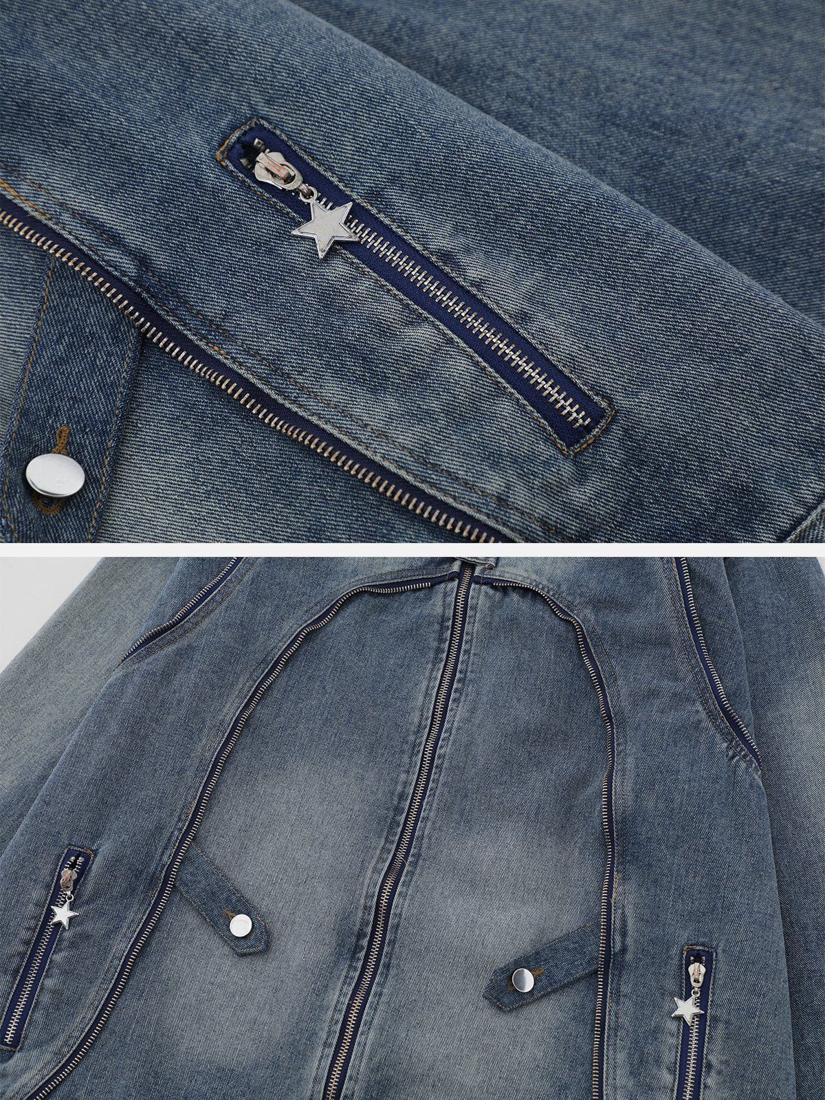 Aelfric Eden Multi Zip Up Patchwork Denim Jacket sold by Aelfric Eden product image thumbnail 4