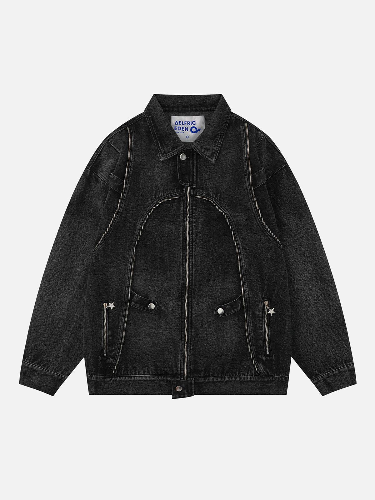 Aelfric Eden Multi Zip Up Patchwork Denim Jacket sold by Aelfric Eden product image thumbnail 2