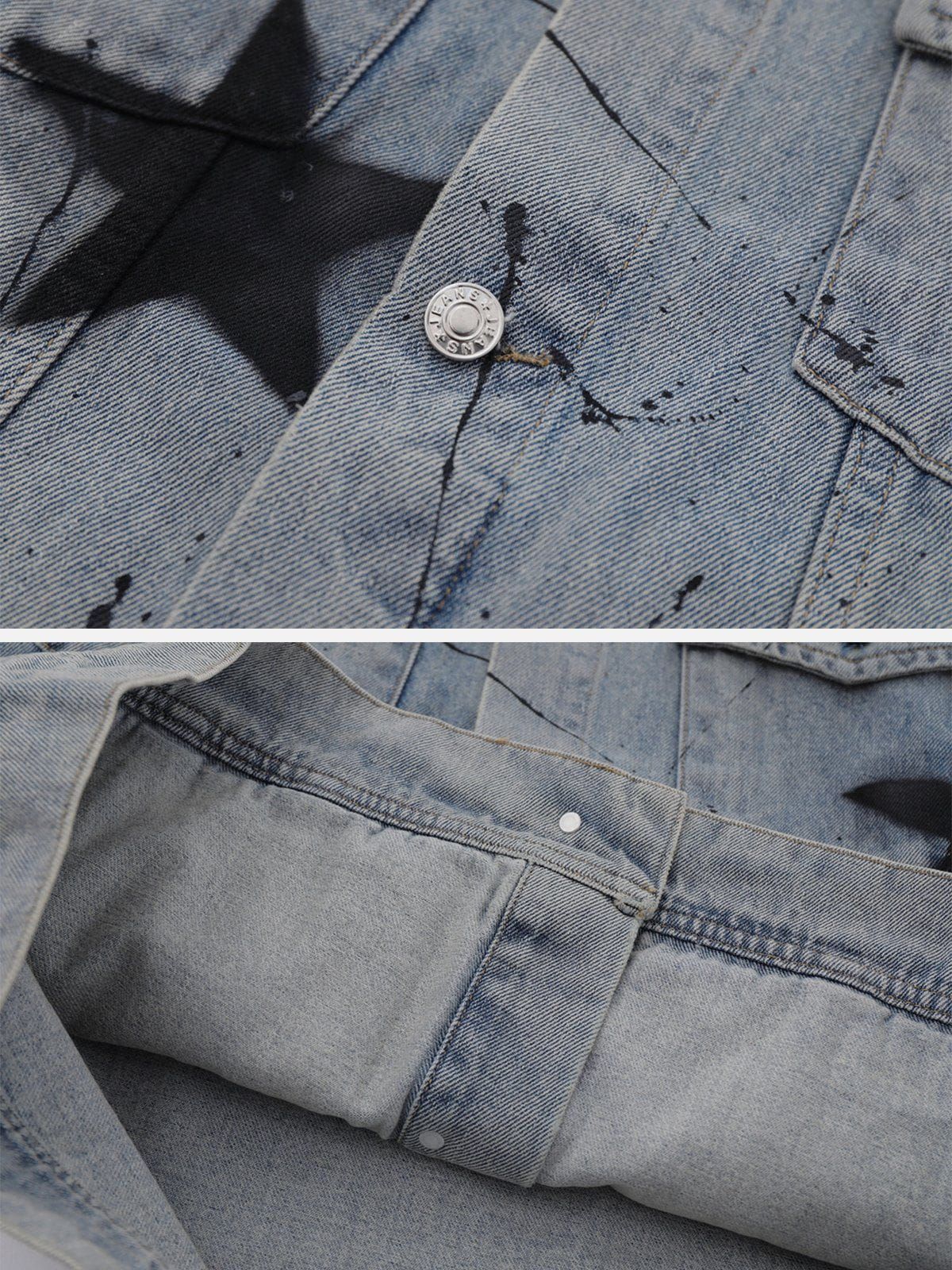 Aelfric Eden Star Ptint Splash Ink Denim Jacket sold by Aelfric Eden product image thumbnail 4