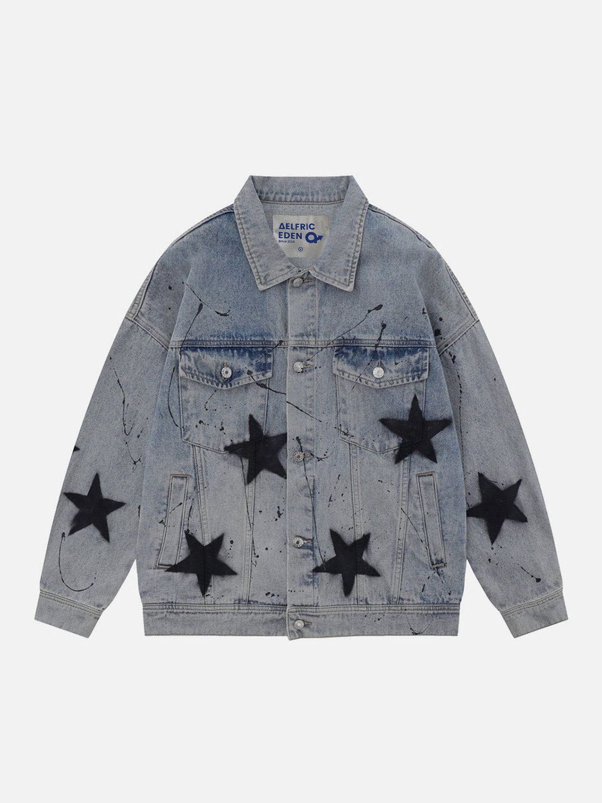 Aelfric Eden Star Ptint Splash Ink Denim Jacket sold by Aelfric Eden