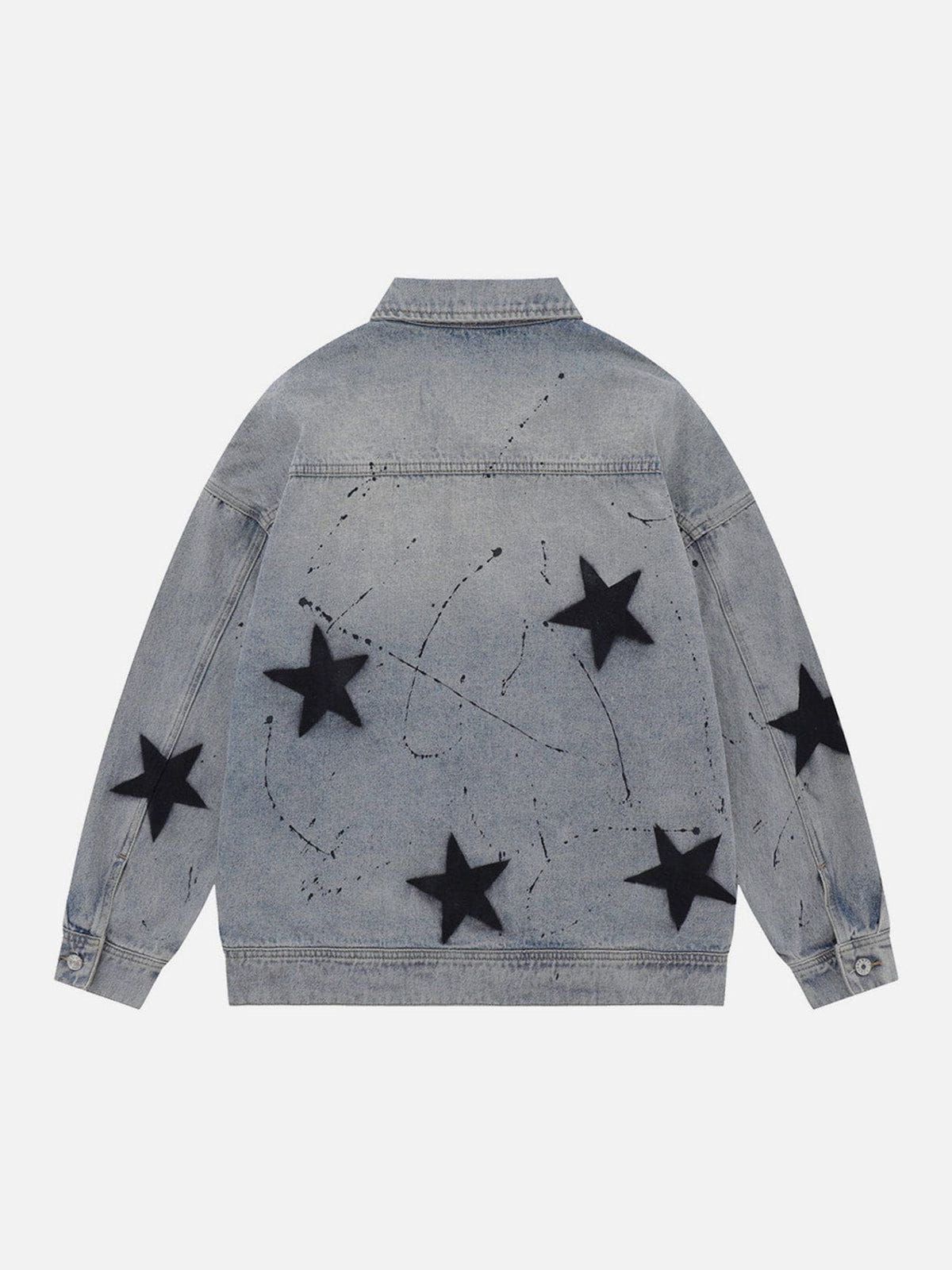 Aelfric Eden Star Ptint Splash Ink Denim Jacket sold by Aelfric Eden product image thumbnail 3