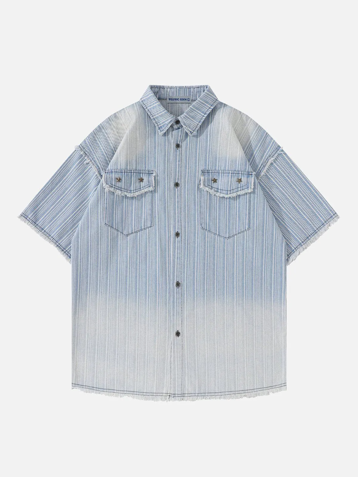 Aelfric Eden Gradient Fringe Denim Short Sleeve Shirt sold by Aelfric Eden product image thumbnail 2