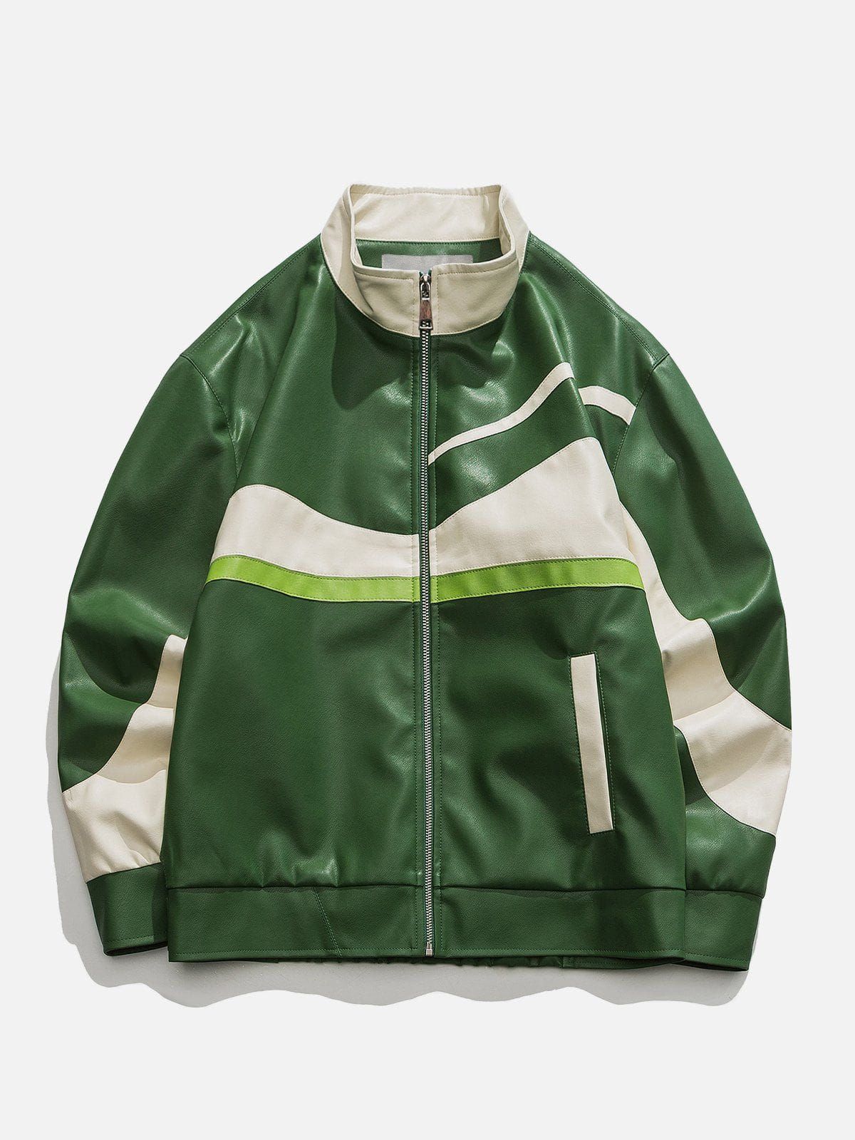 Aelfric Eden Patchwork Racing Faux Leather Jacket sold by Aelfric Eden product image thumbnail 4