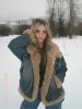 Aelfric Eden Denim Patchwork Sherpa Coat sold by Aelfric Eden
