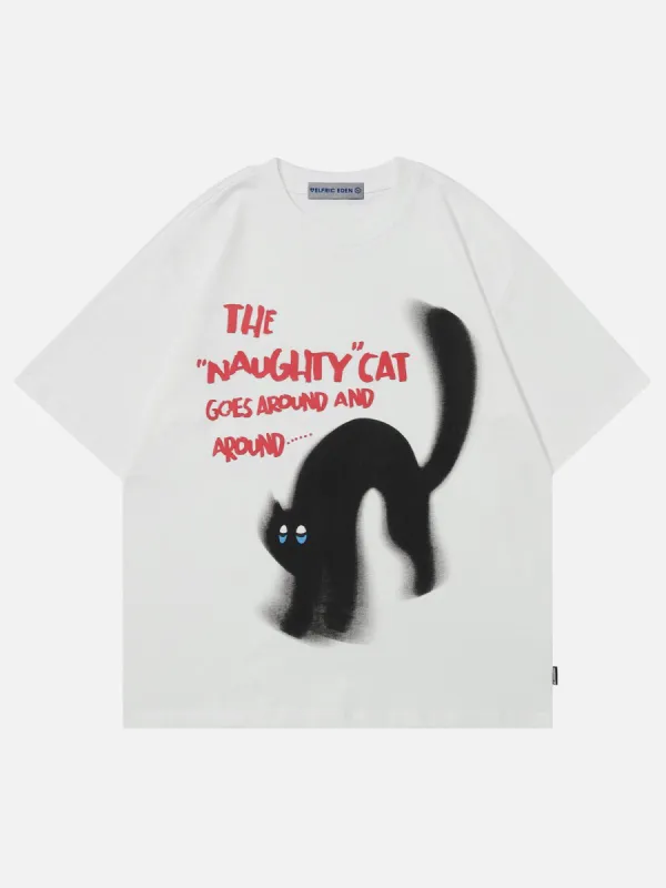 Aelfric Eden Blurring Design Cat Print Tee sold by Aelfric Eden