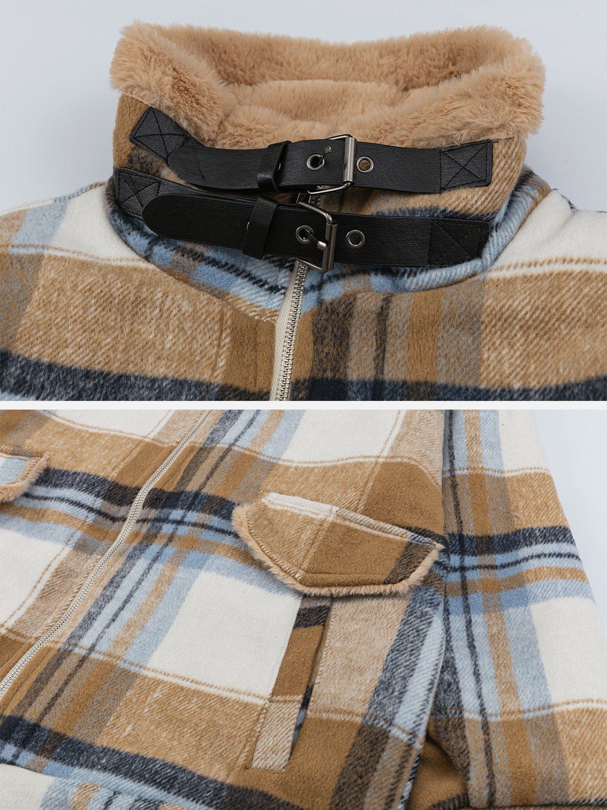 Aelfric Eden Plaid Stand Collar Winter Coat sold by Aelfric Eden product image thumbnail 4