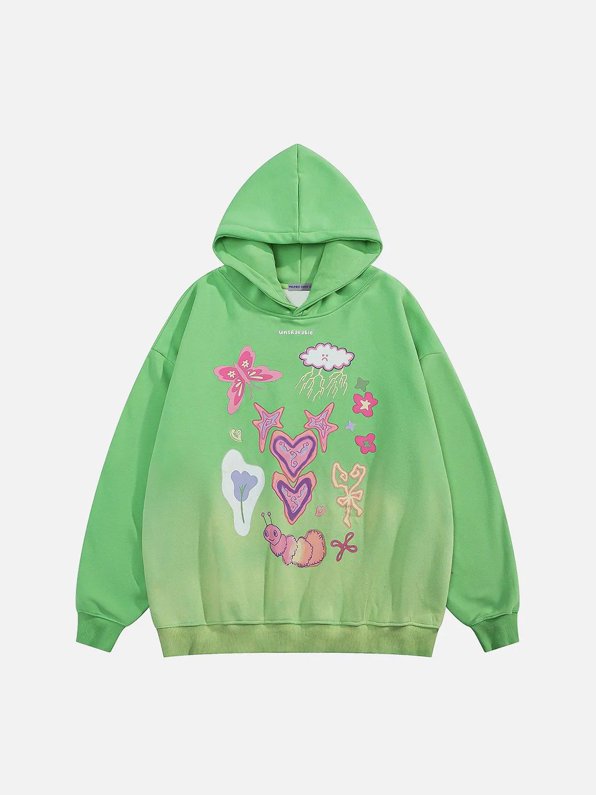 Aelfric Eden Women's Oversized Graphic Hoodie - Cartoon Graffiti Print Pullover Sweatshirt