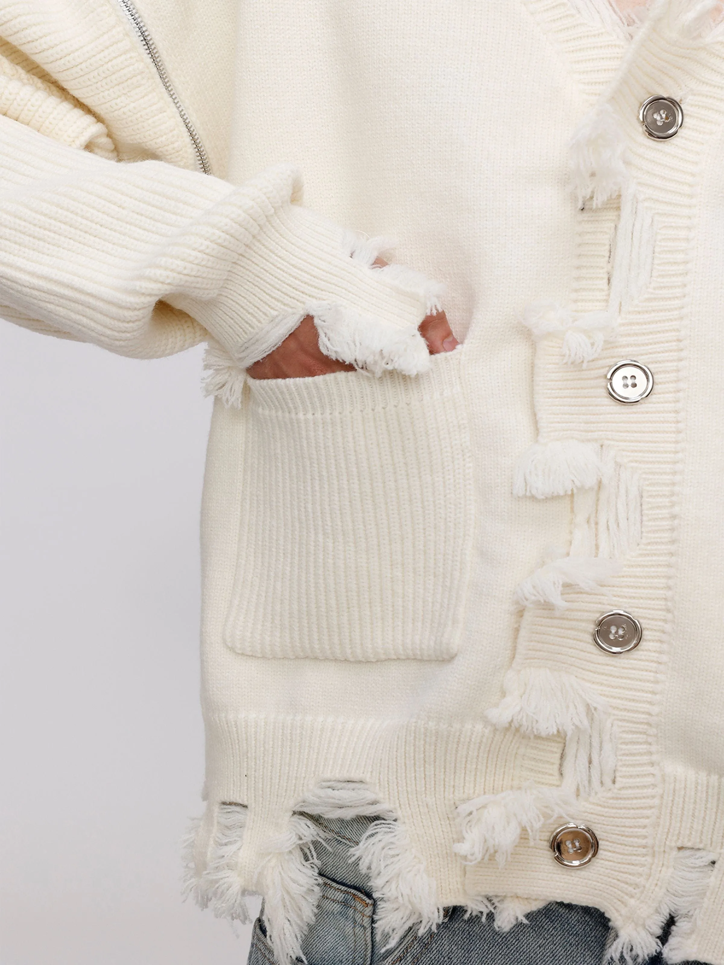 Aelfric Eden Removable sleeves Distressed Cardigan @nevebrokedawg sold by Aelfric Eden product image thumbnail 5