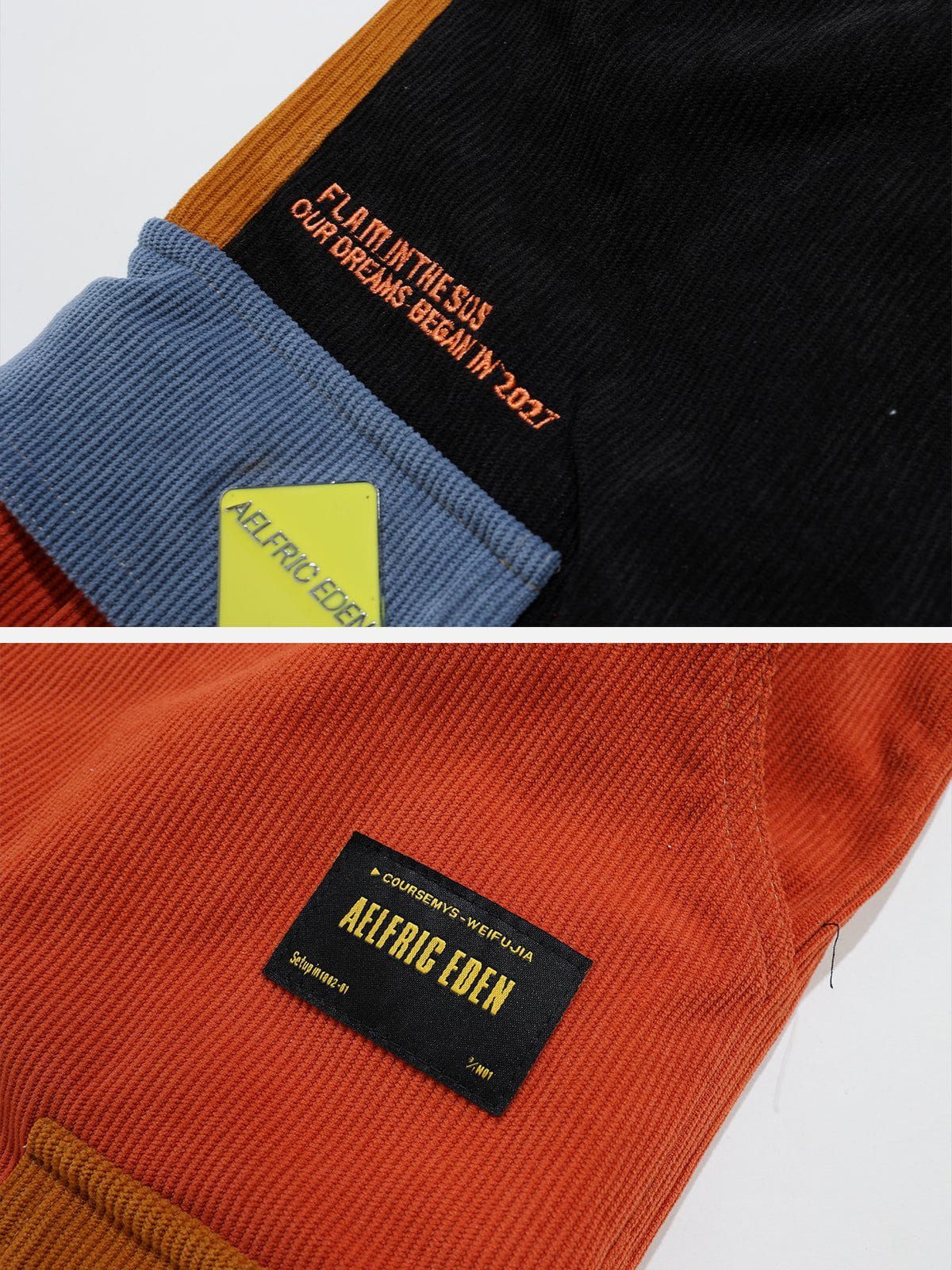 Aelfric Eden Color Block Patchwork Corduroy Pants sold by Aelfric Eden product image thumbnail 7