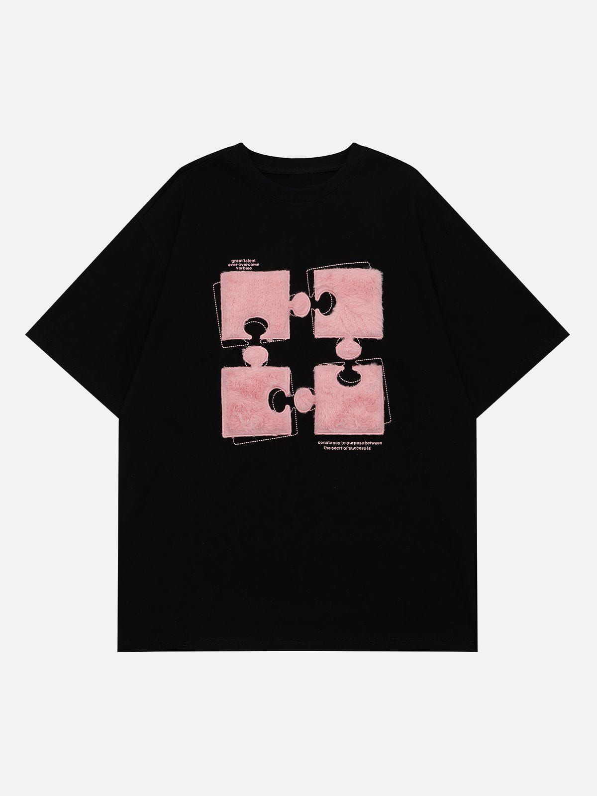 Aelfric Eden Puzzle Pattern Flocked Embroidered Tee sold by Aelfric Eden product image thumbnail 4