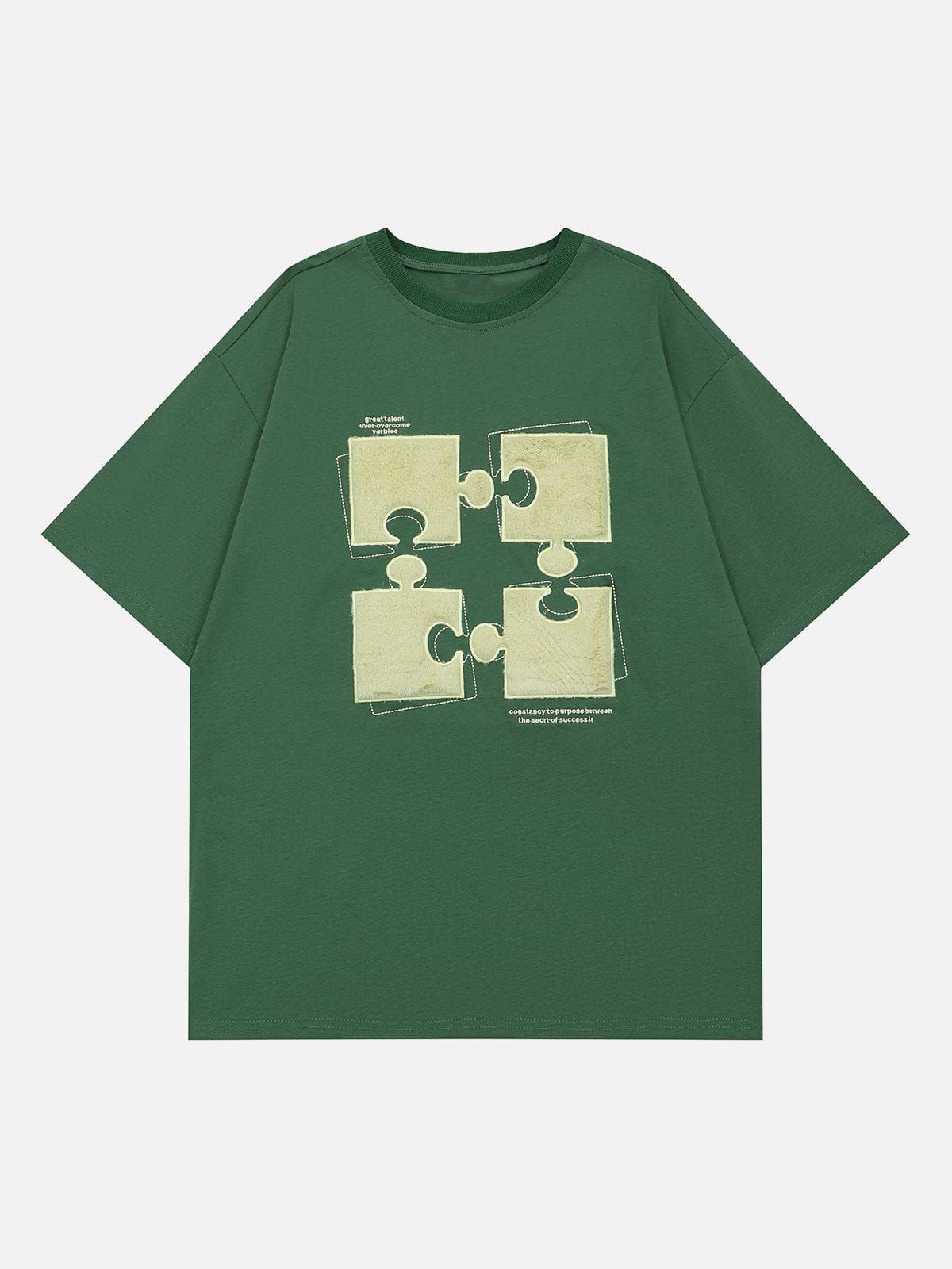 Aelfric Eden Puzzle Pattern Flocked Embroidered Tee sold by Aelfric Eden