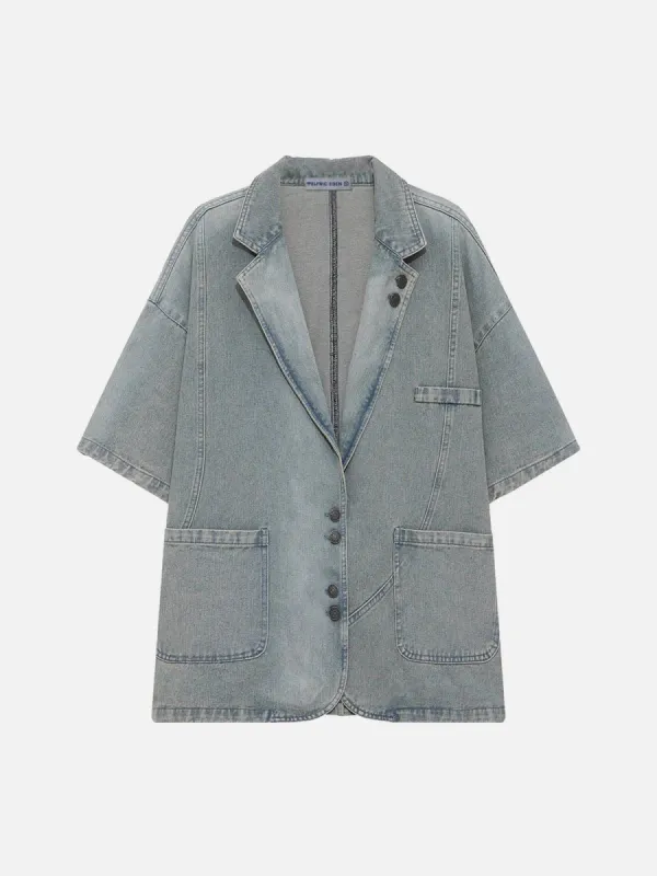 Aelfric Eden Washed Denim Short Sleeve Shirt sold by Aelfric Eden