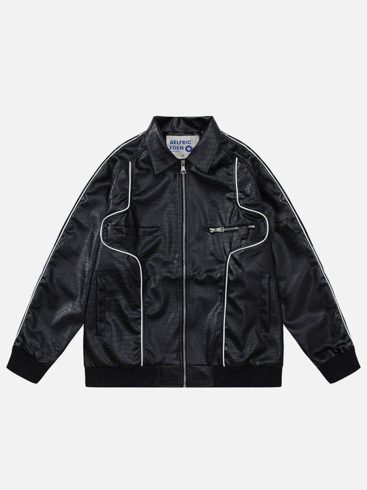 Aelfric Eden Line Patchwork Zip Up Leather Jacket sold by Aelfric Eden product image thumbnail 2