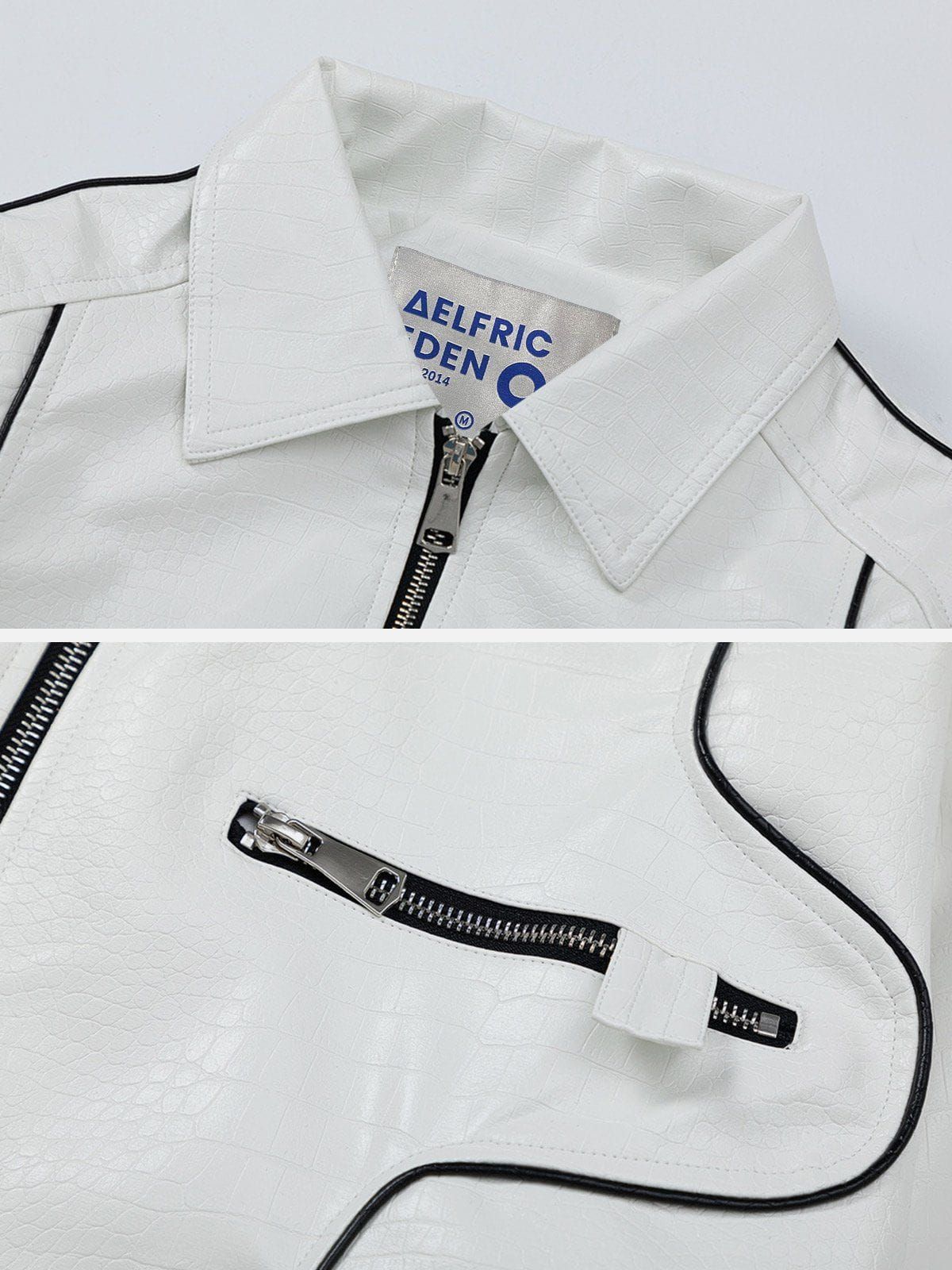 Aelfric Eden Line Patchwork Zip Up Leather Jacket sold by Aelfric Eden product image thumbnail 4