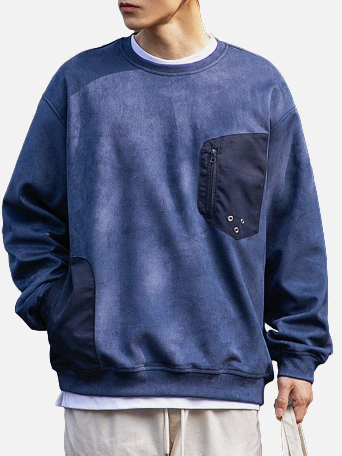 Patchwork Decorate Foam Printing Sweatshirt sold by Aelfric Eden product image thumbnail 5