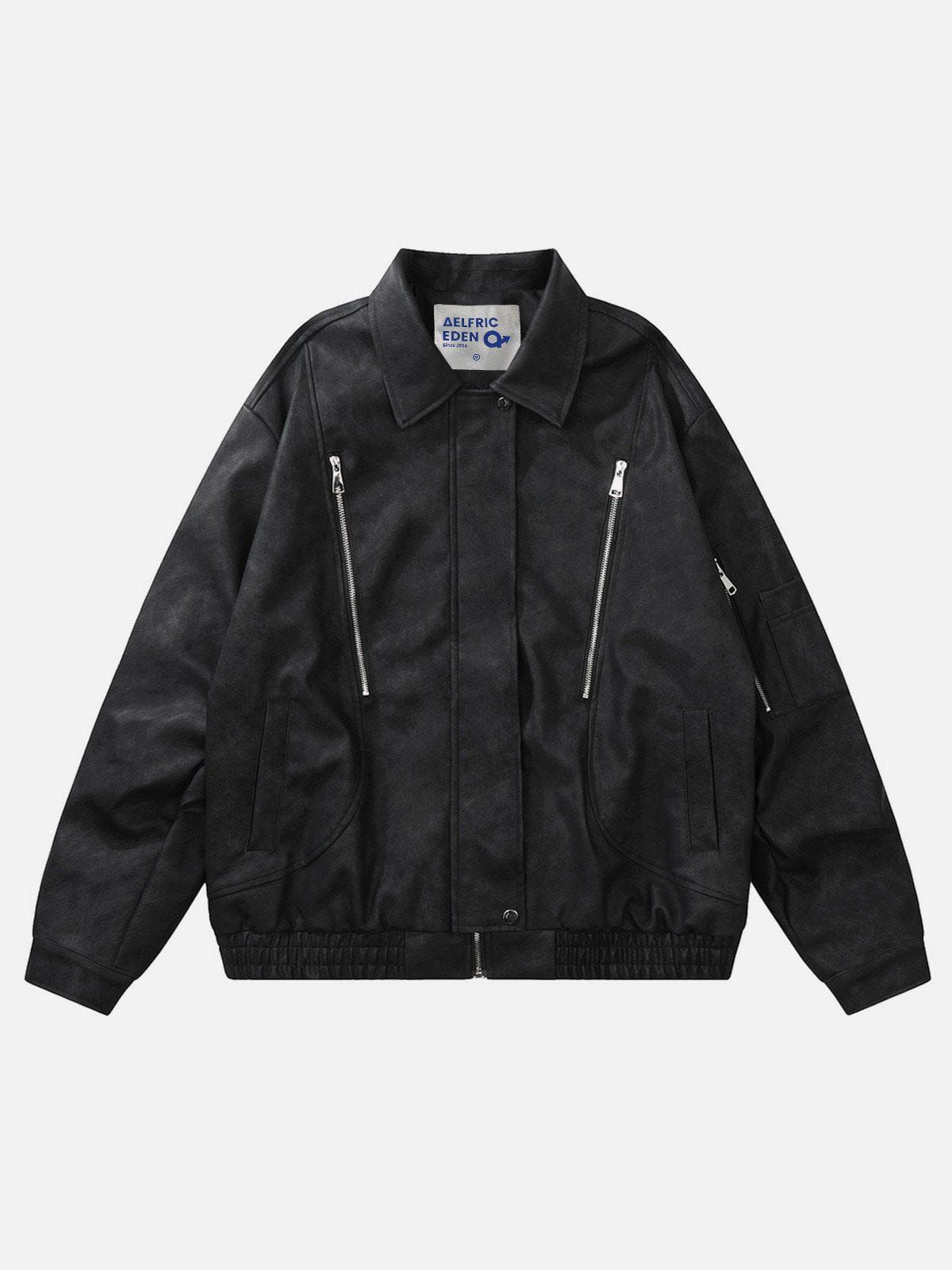 Aelfric Eden Solid ZIP UP Leather Jacket sold by Aelfric Eden product image thumbnail 2