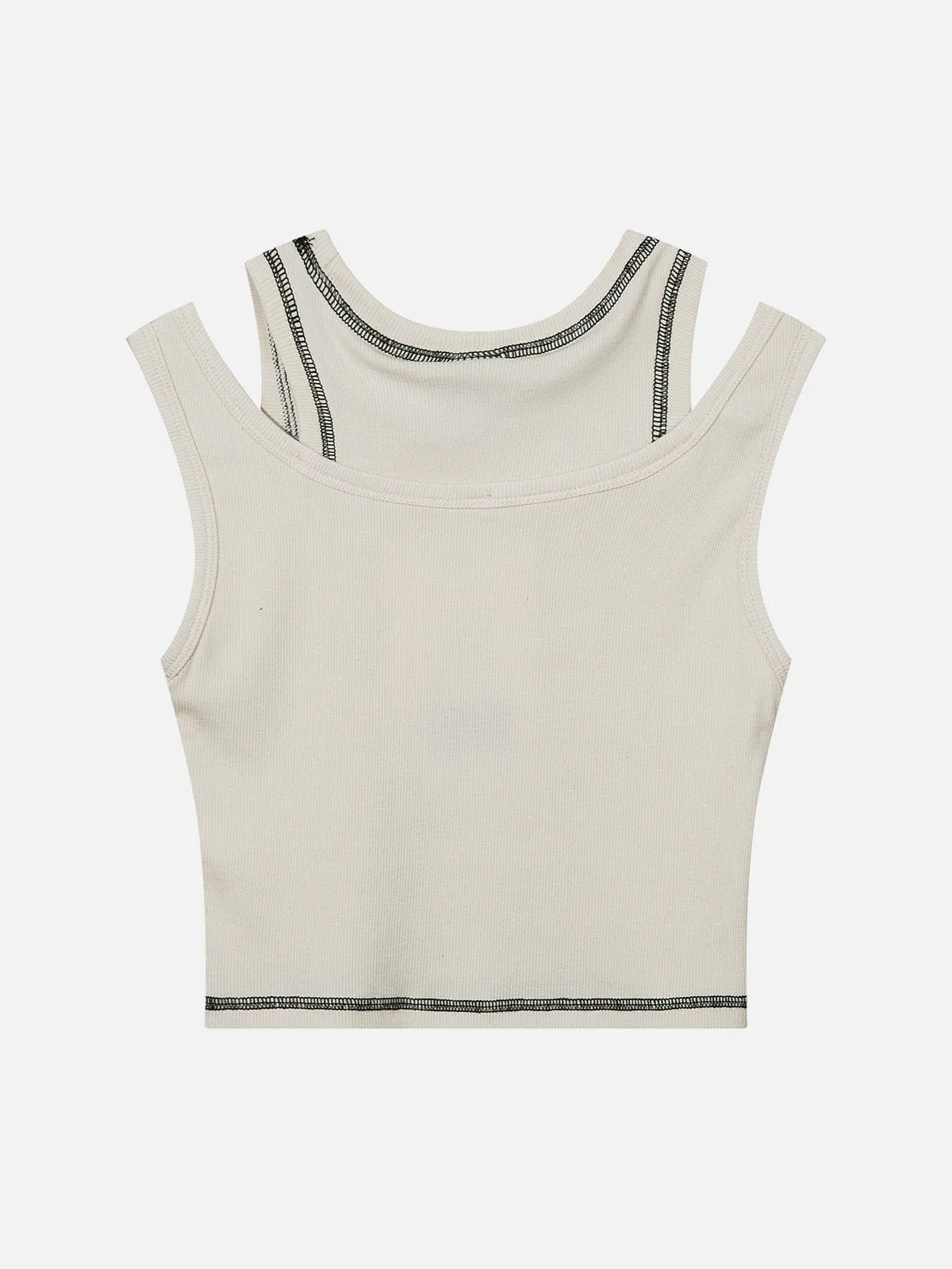 Exposed Seam Design Shoulder Cutout Tank Top sold by Aelfric Eden product image thumbnail 4