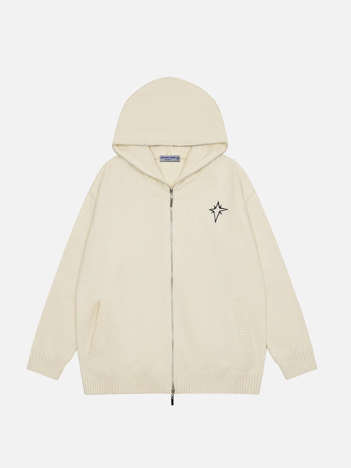 Aelfric Eden Long ZIP UP Star Embroidery Knit Hoodie sold by Aelfric Eden