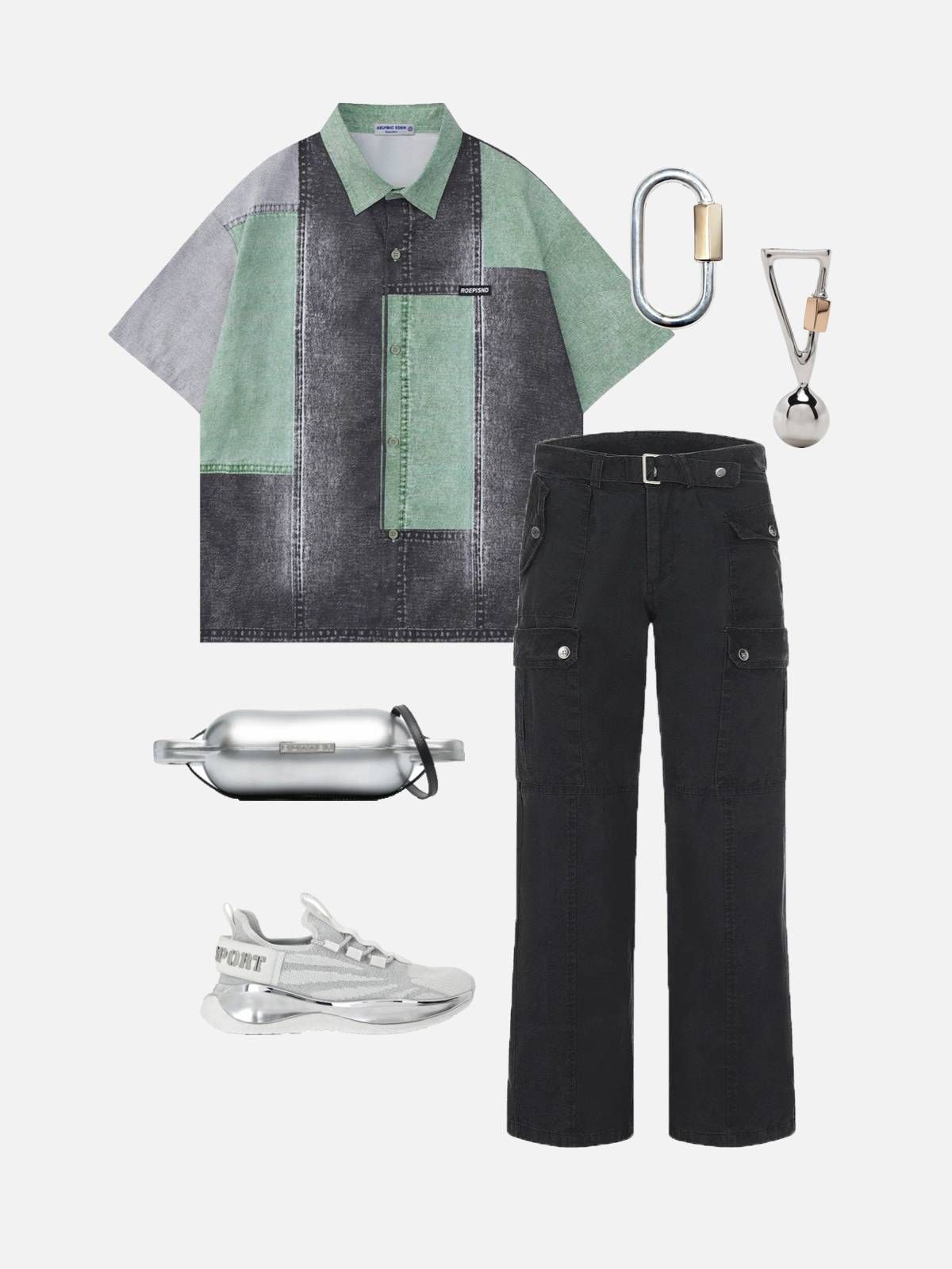 Aelfric Eden Patchwork Washed Short Sleeve Shirts sold by Aelfric Eden product image thumbnail 3