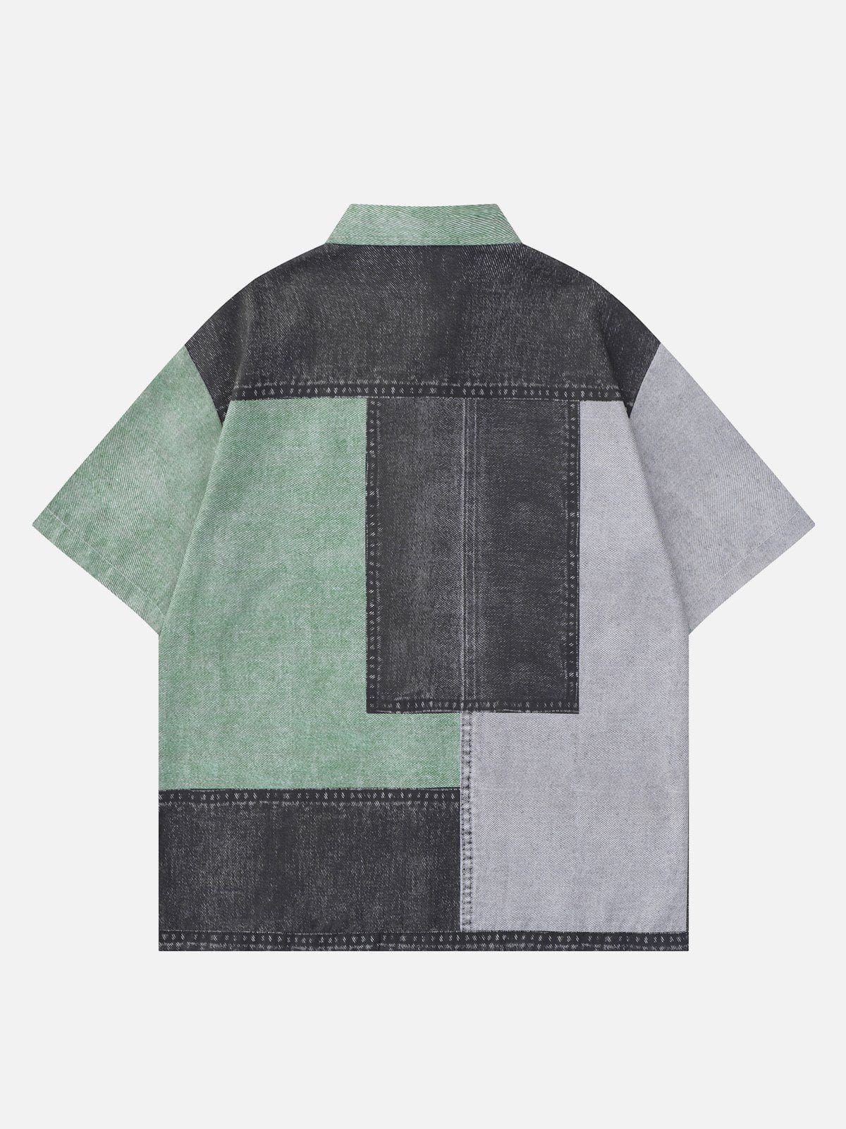 Aelfric Eden Patchwork Washed Short Sleeve Shirts sold by Aelfric Eden product image thumbnail 4