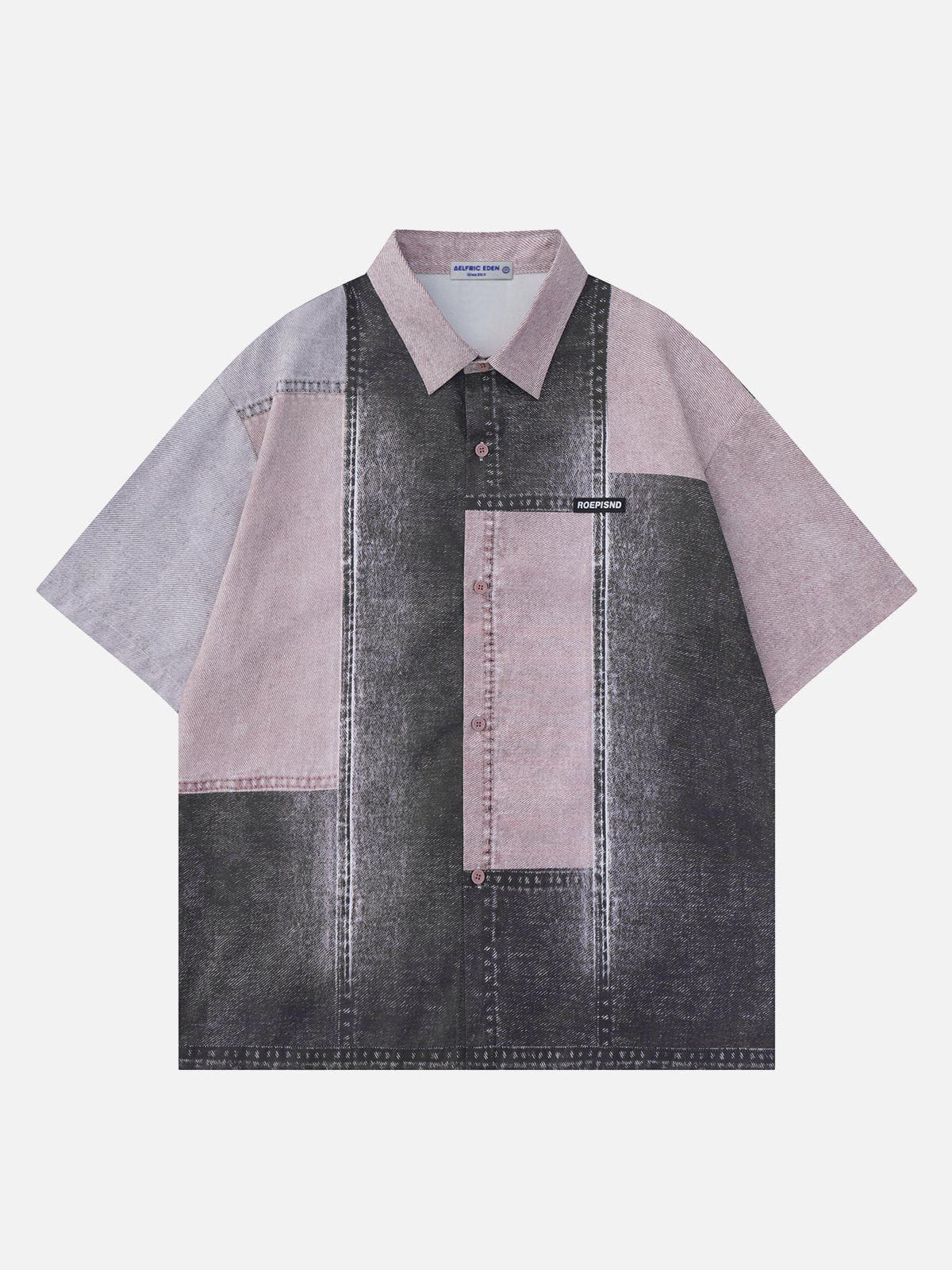 Aelfric Eden Patchwork Washed Short Sleeve Shirts sold by Aelfric Eden product image thumbnail 2