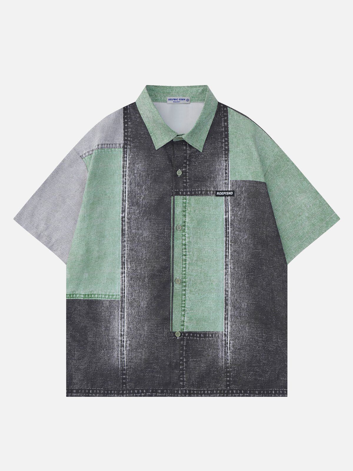 Aelfric Eden Patchwork Washed Short Sleeve Shirts sold by Aelfric Eden