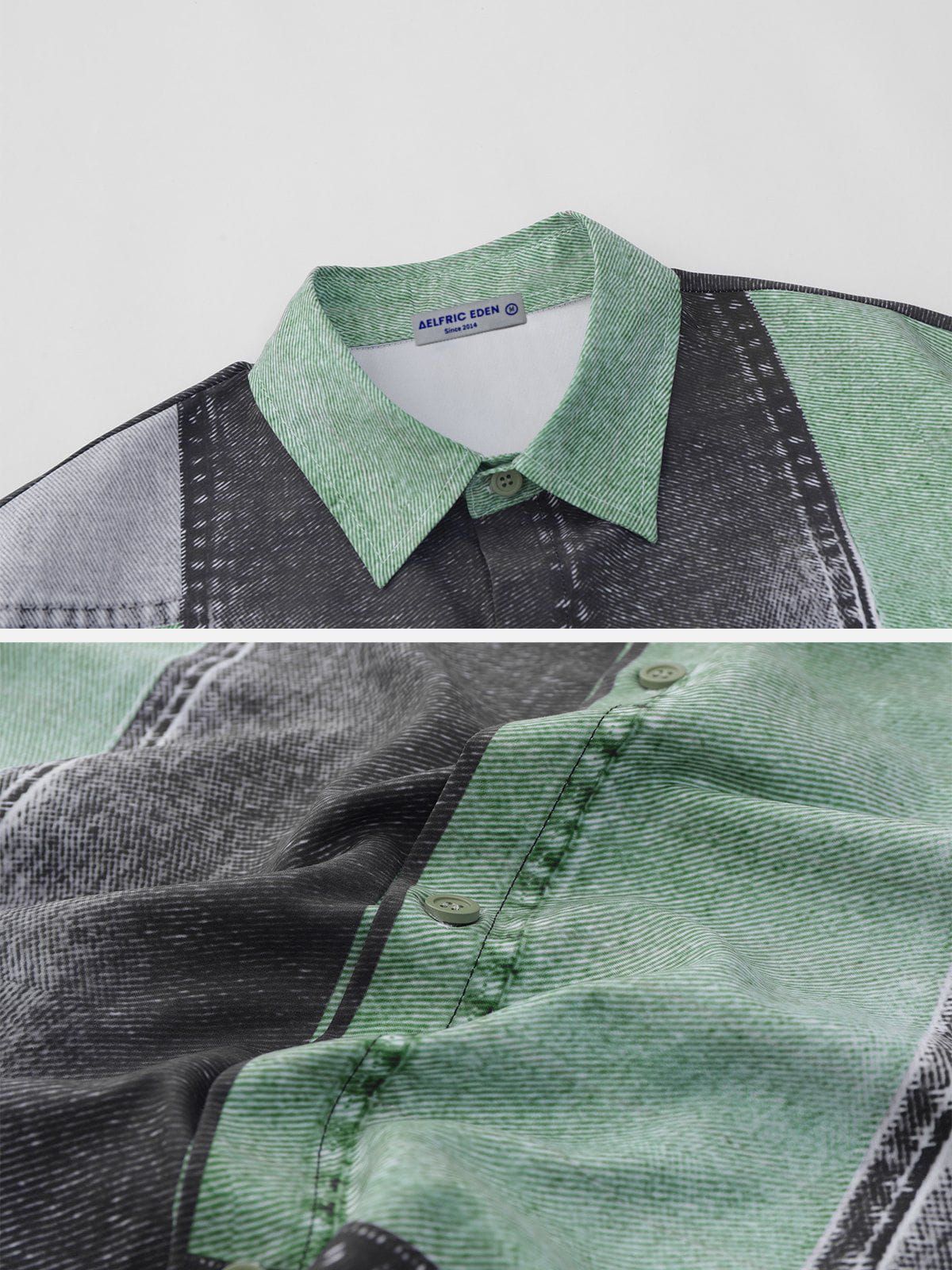 Aelfric Eden Patchwork Washed Short Sleeve Shirts sold by Aelfric Eden product image thumbnail 5