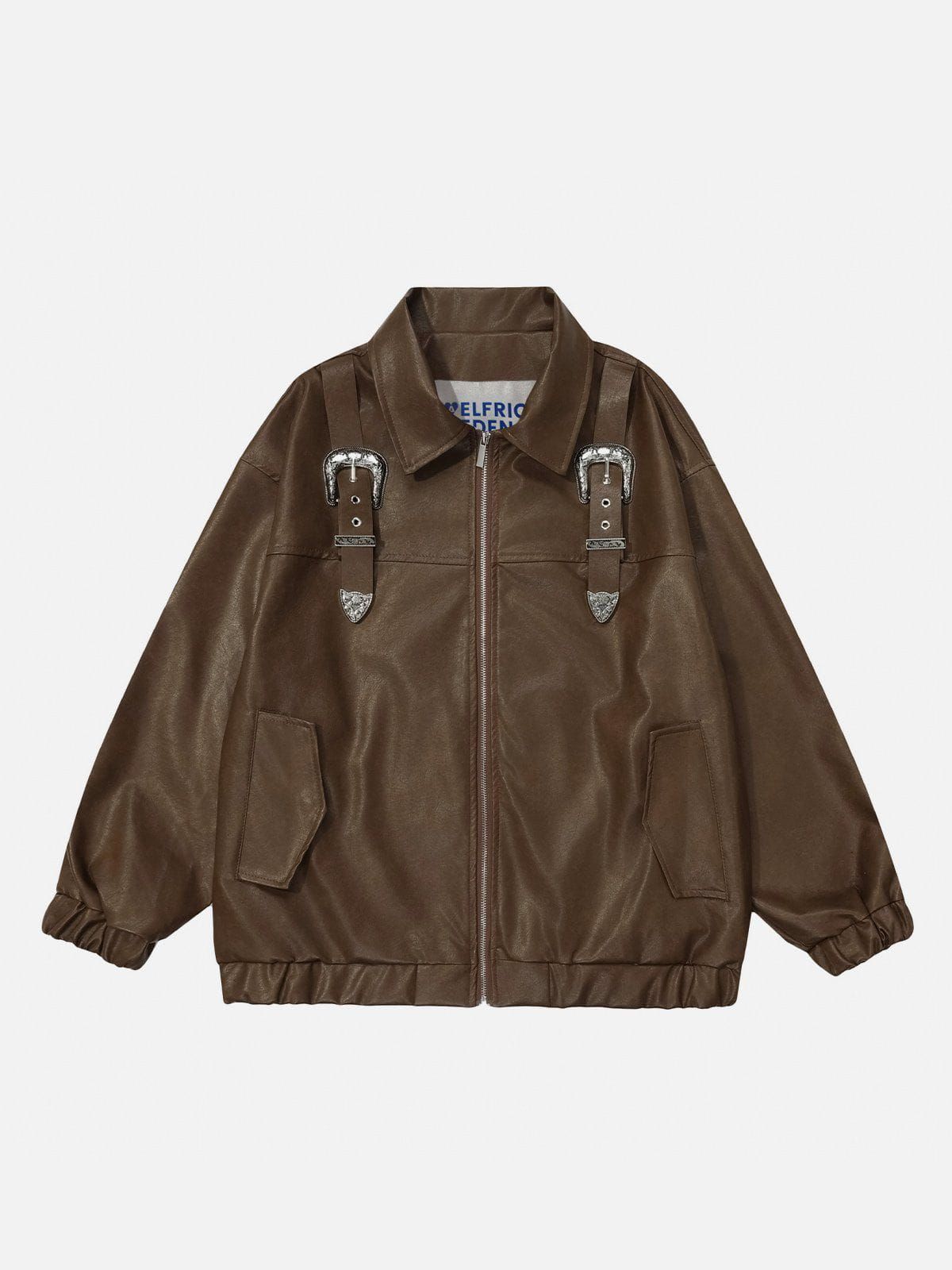 Aelfric Eden Pattern Buckle Faux Leather Jacket sold by Aelfric Eden product image thumbnail 2