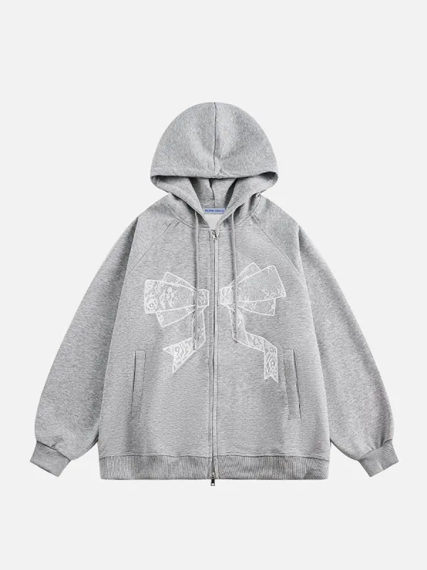 Aelfric Eden Lace Bow Zip Up Hoodie sold by Aelfric Eden