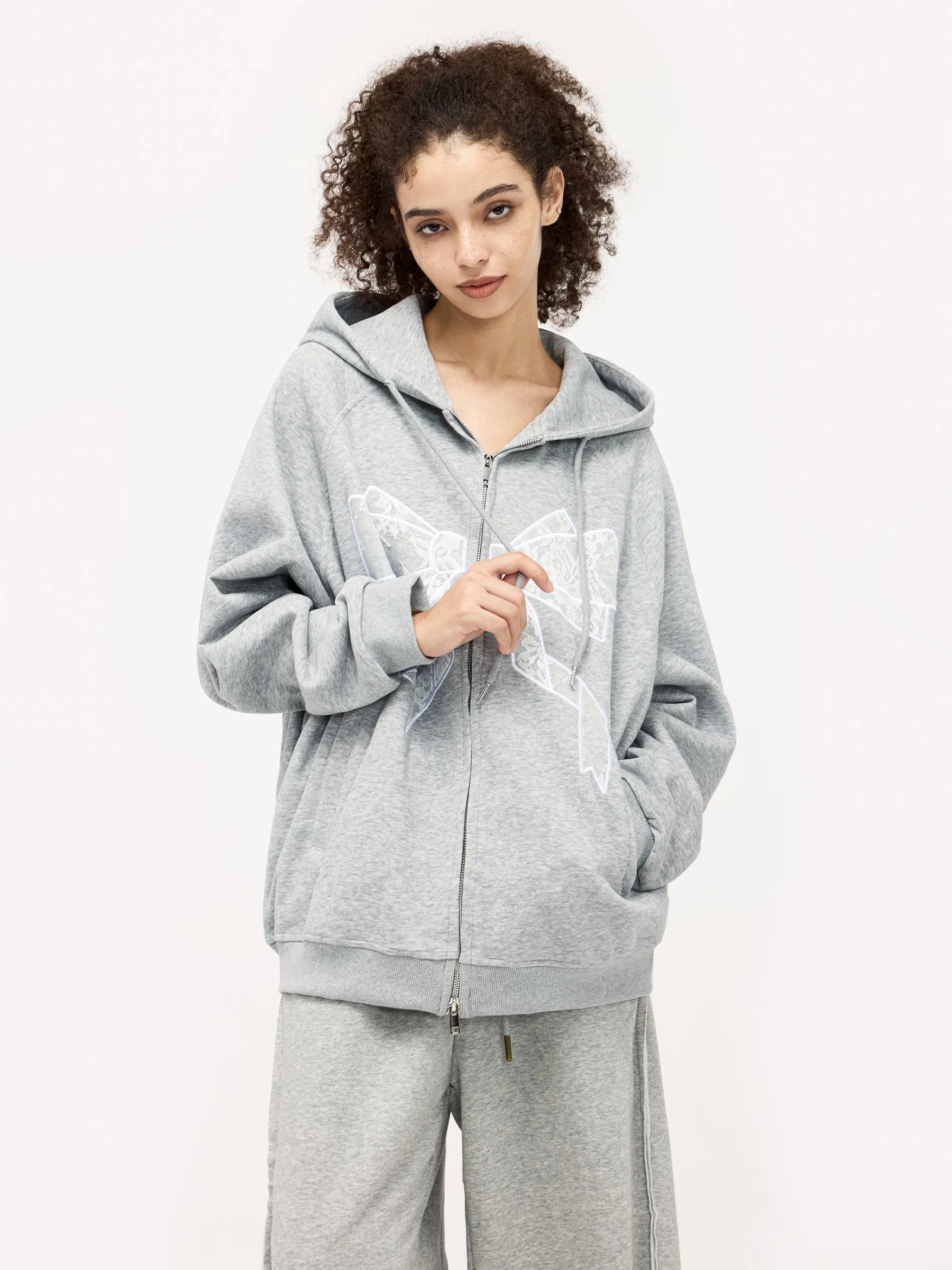 Aelfric Eden Lace Bow Zip Up Hoodie sold by Aelfric Eden product image thumbnail 2