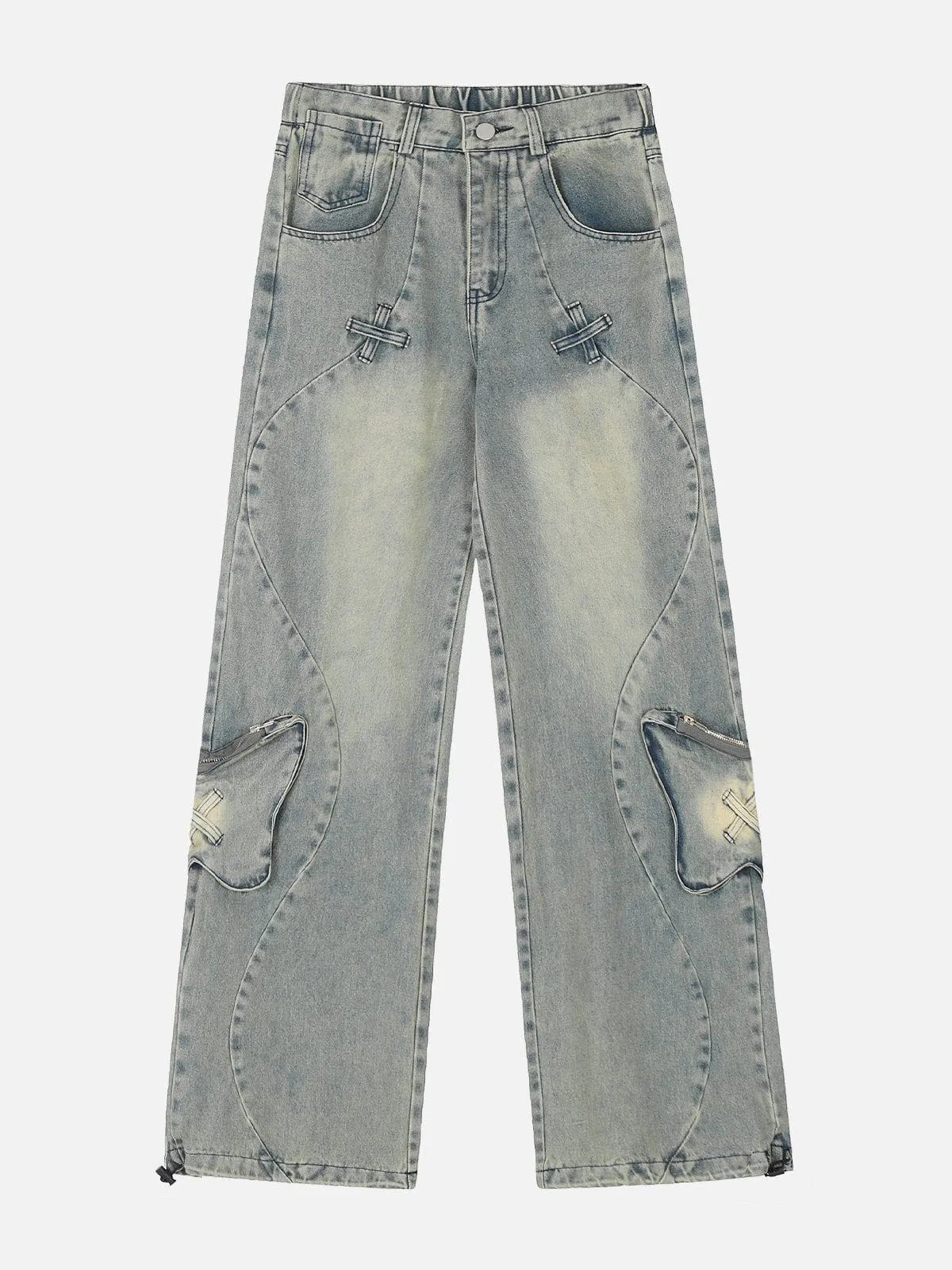 ◆Aelfric Eden◆Embroidery Washed ジーンズ 送料込 Aelfric Eden Deconstruction Patchwork Washed Loose Jeans