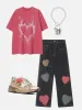 Aelfric Eden Applique Plaid Heart Jeans sold by Aelfric Eden