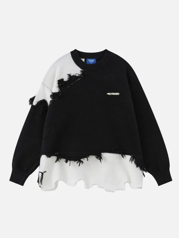 Aelfric Eden Irregular Patchwork Fringe Sweater sold by Aelfric Eden