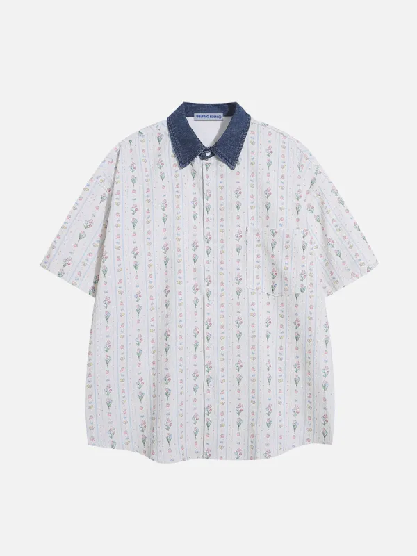 Aelfric Eden Colorful Flower Print Short Sleeve Shirt sold by Aelfric Eden