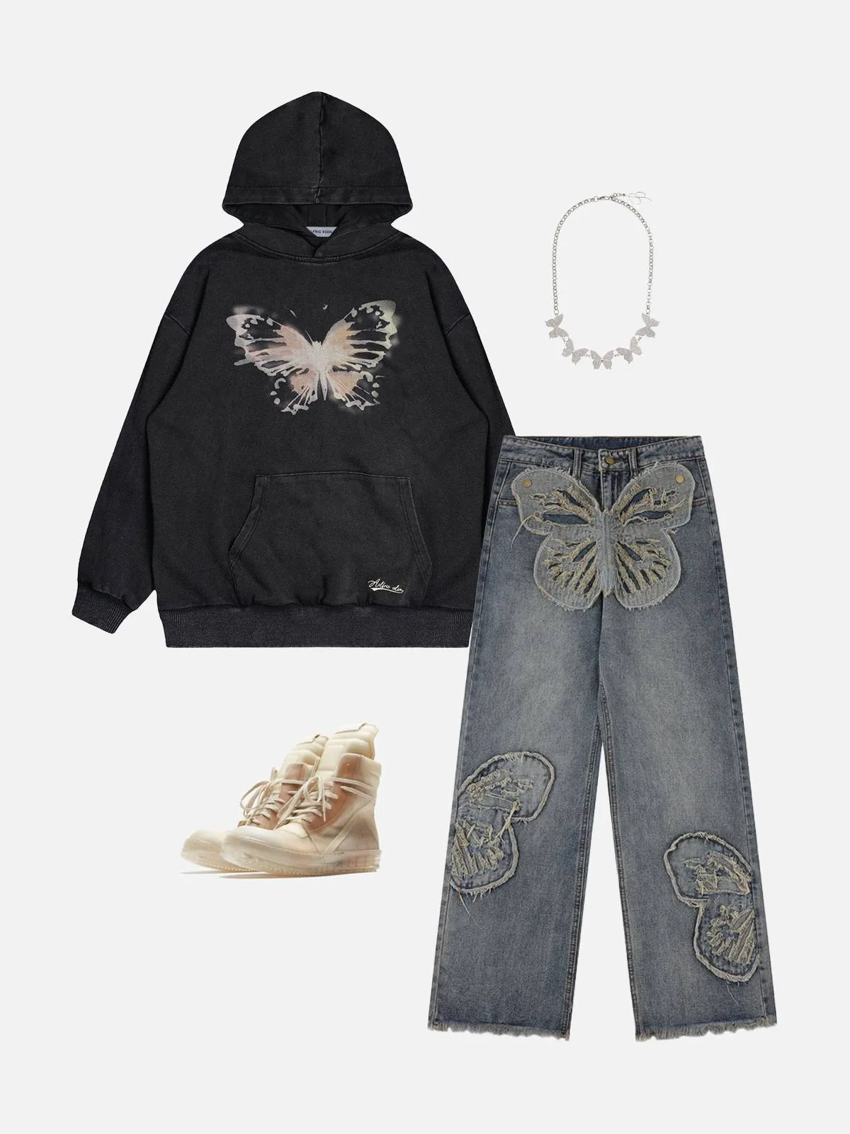 Aelfric Eden Washed Butterfly Print Hoodie sold by Aelfric Eden product image thumbnail 3