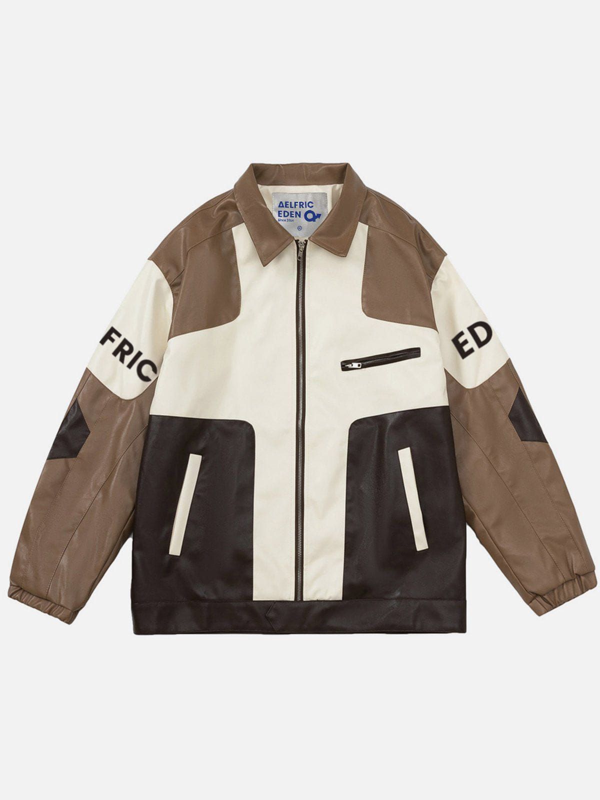 Aelfric Eden Color Blocking Patchwork Faux Leather Jacket sold by Aelfric Eden