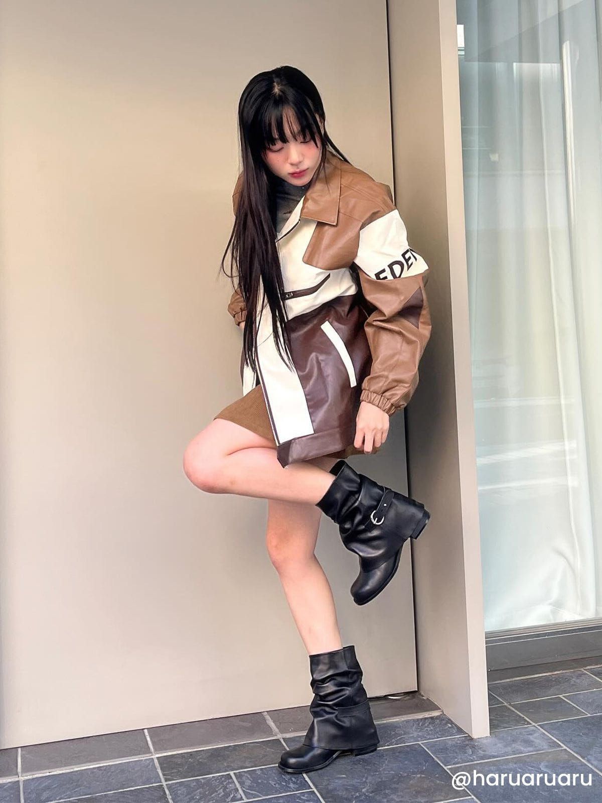 Aelfric Eden Color Blocking Patchwork Faux Leather Jacket sold by Aelfric Eden product image thumbnail 2