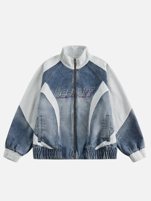 Aelfric Eden Corduroy Patchwork Denim Racing Jacket sold by Aelfric Eden