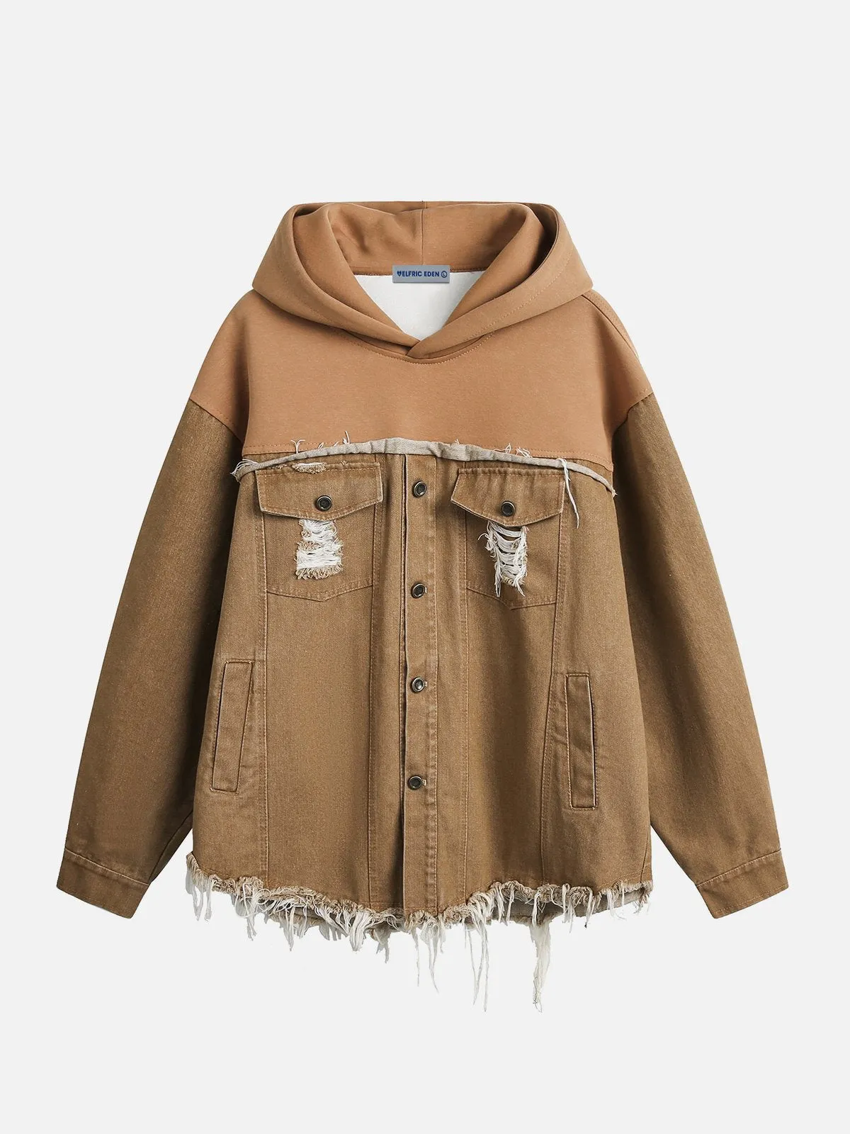 Aelfric Eden Fringe Denim Patchwork Hoodie sold by Aelfric Eden