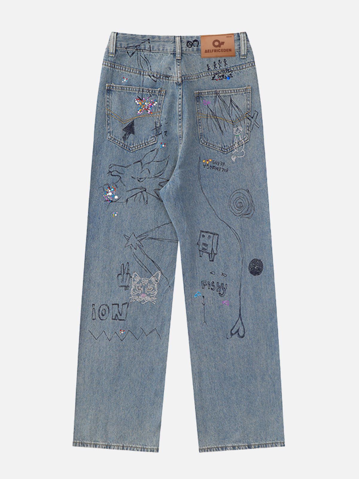 Hand-Painted Graffiti Jeans sold by Aelfric Eden product image thumbnail 3