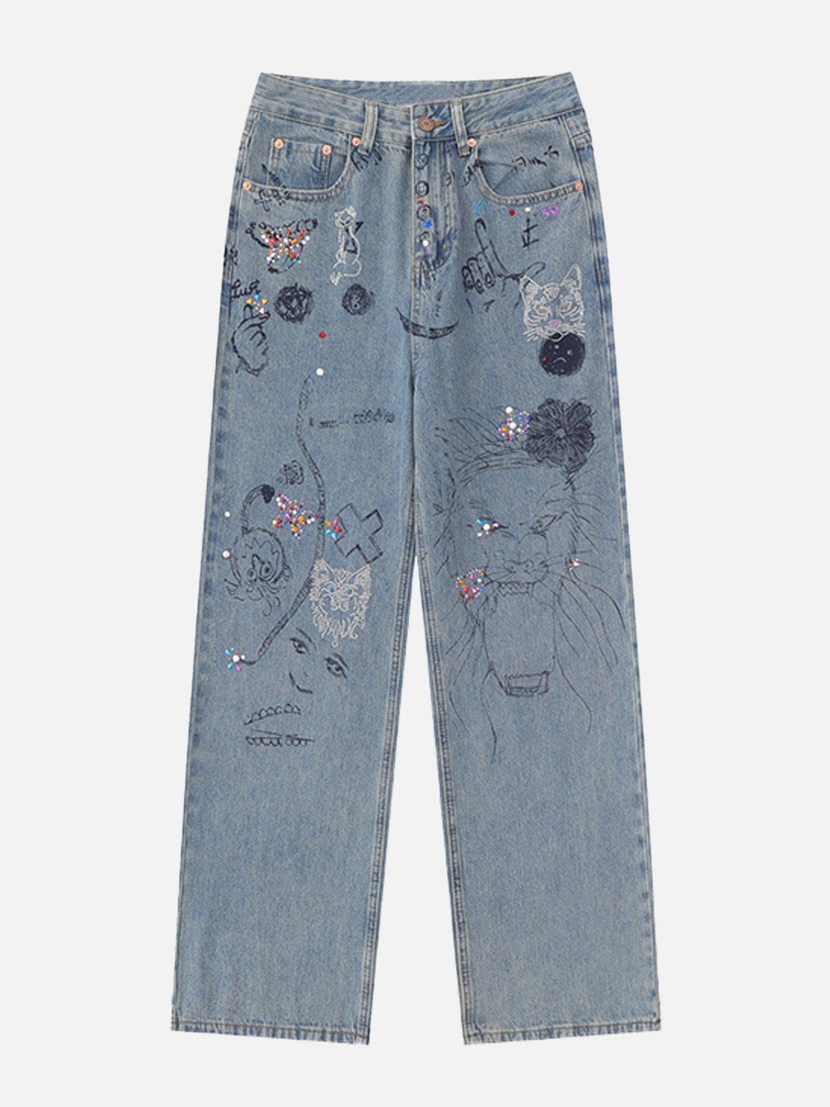 Hand-Painted Graffiti Jeans sold by Aelfric Eden