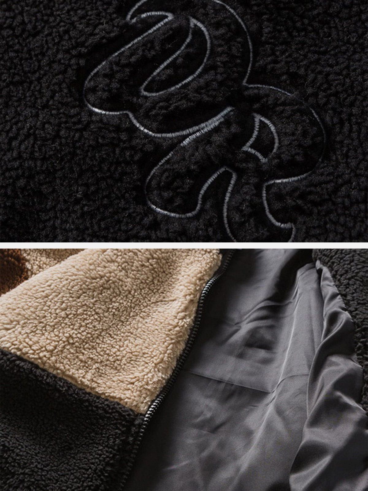 Aelfric Eden Color Block Patchwork Sherpa Coat sold by Aelfric Eden product image thumbnail 3