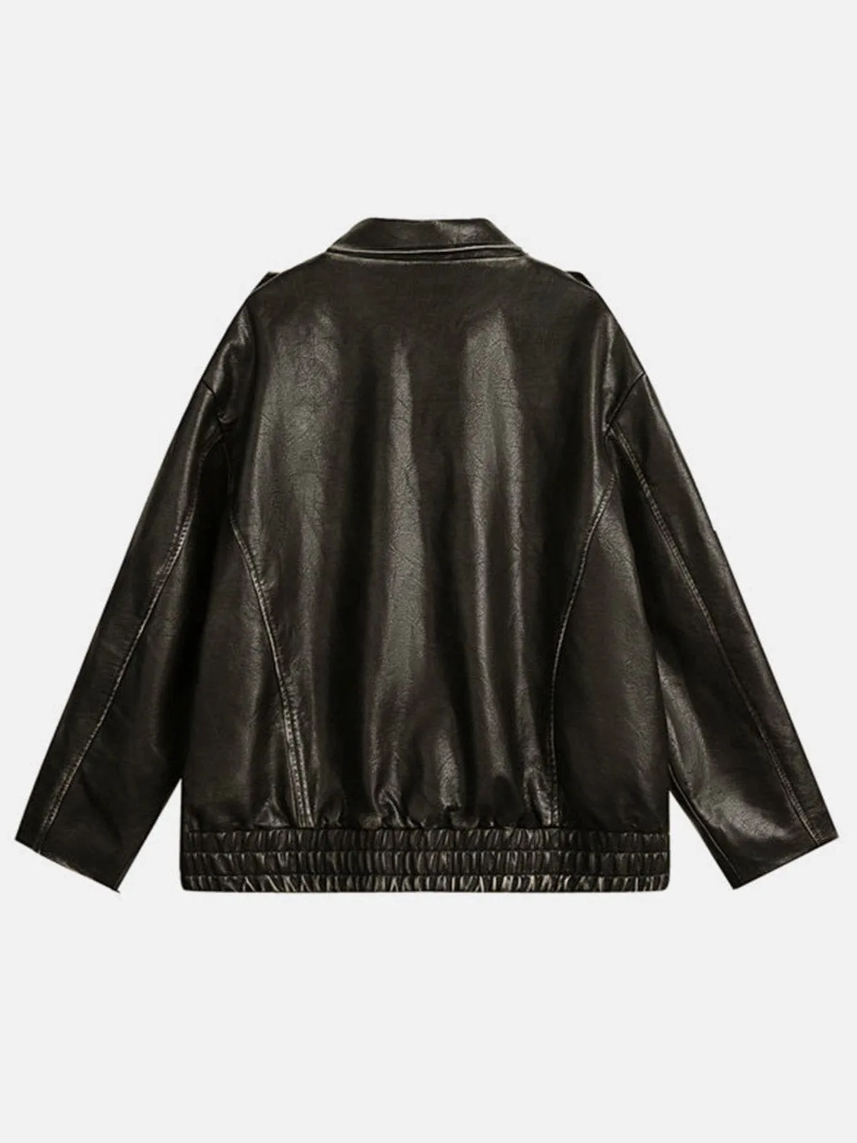 Zip Up Pocket Vintage Faux Leather Jacket sold by Aelfric Eden product image thumbnail 4