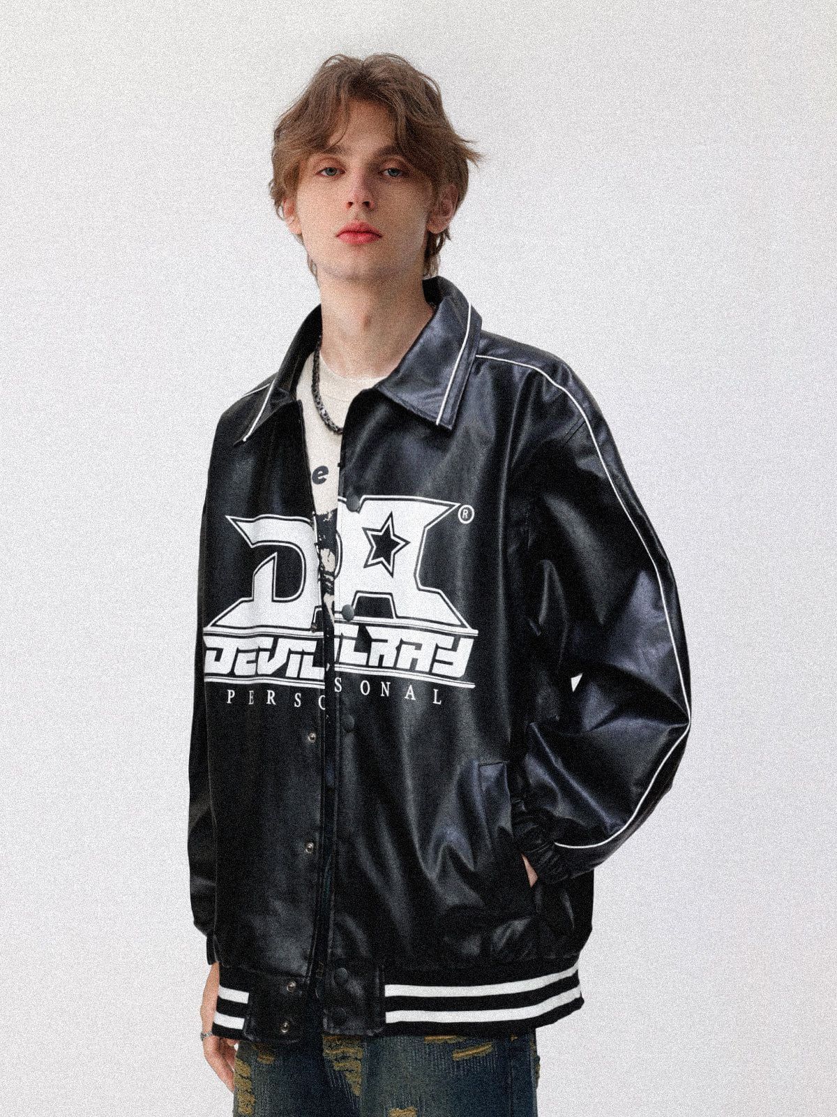 Aelfric Eden DA Star Print Leather Jacket sold by Aelfric Eden product image thumbnail 2