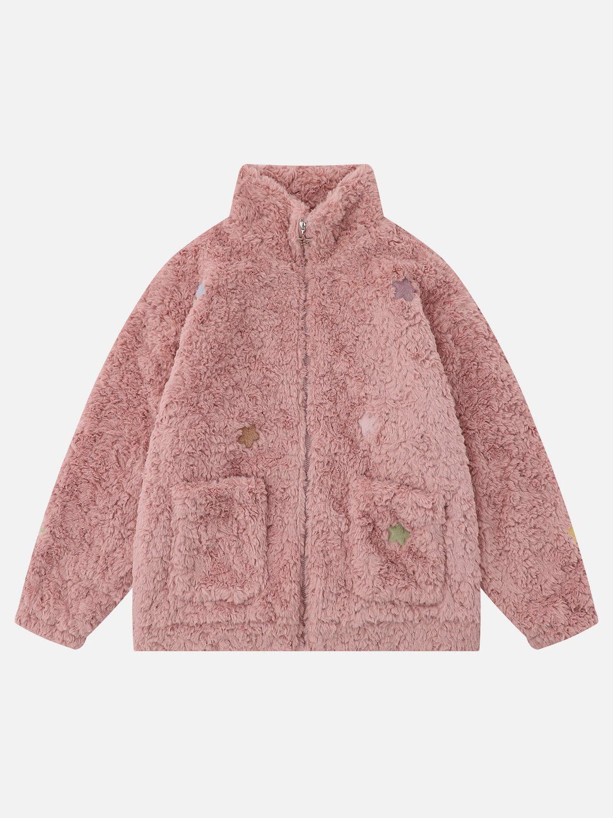 Aelfric Eden Embroidery Star Fluffy Sherpa Coat sold by Aelfric Eden