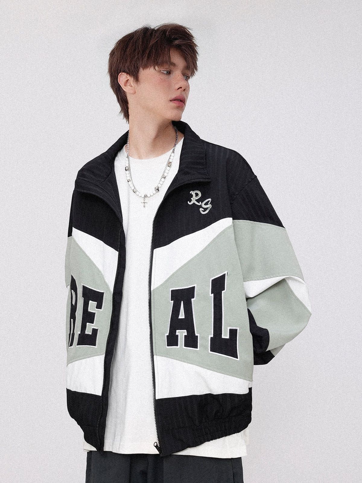 Aelfric Eden REAL Colorblock Embroidered Letter Jacket sold by Aelfric Eden