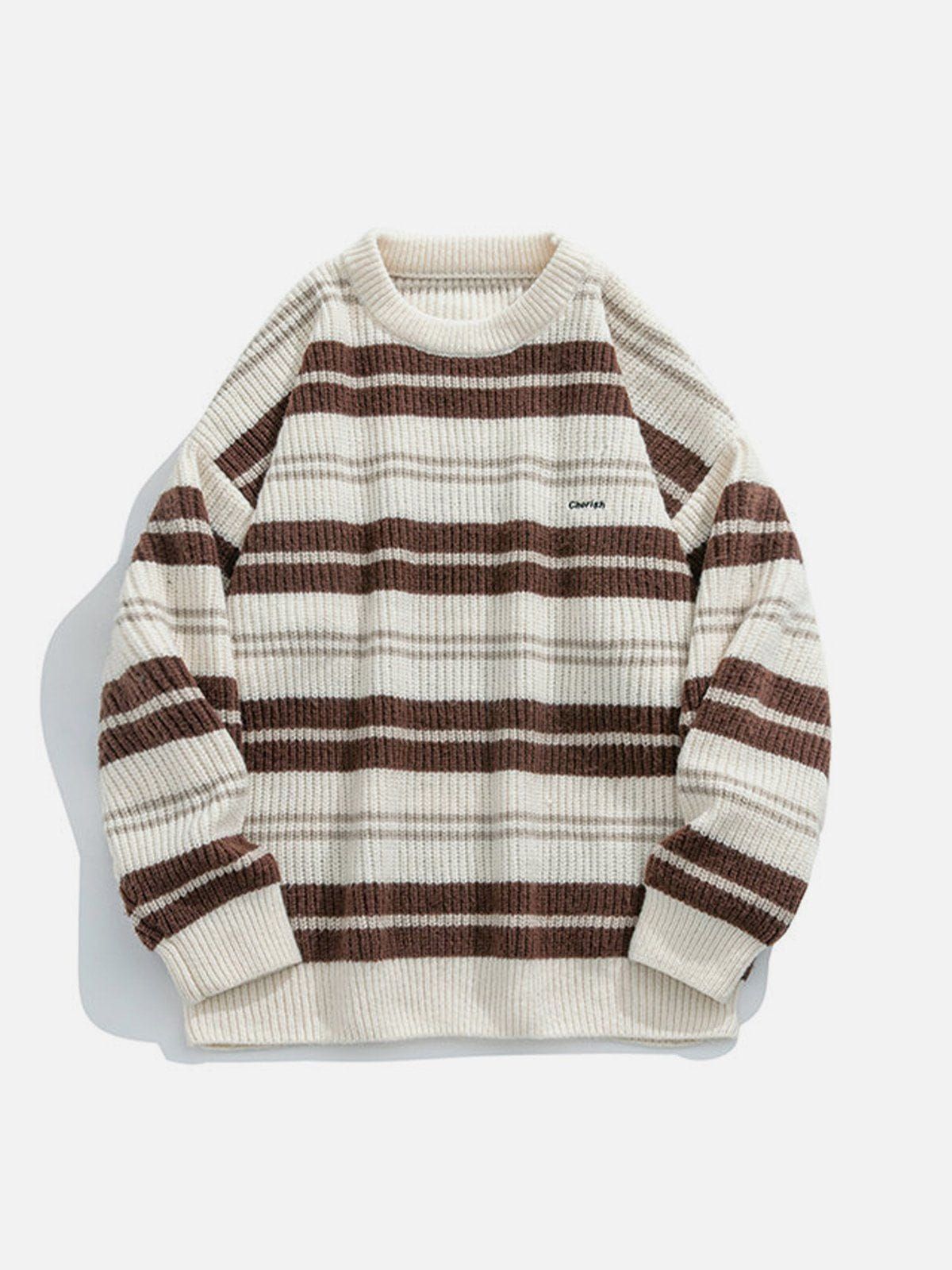 Aelfric Eden Striped Embroidery Knit Sweater sold by Aelfric Eden