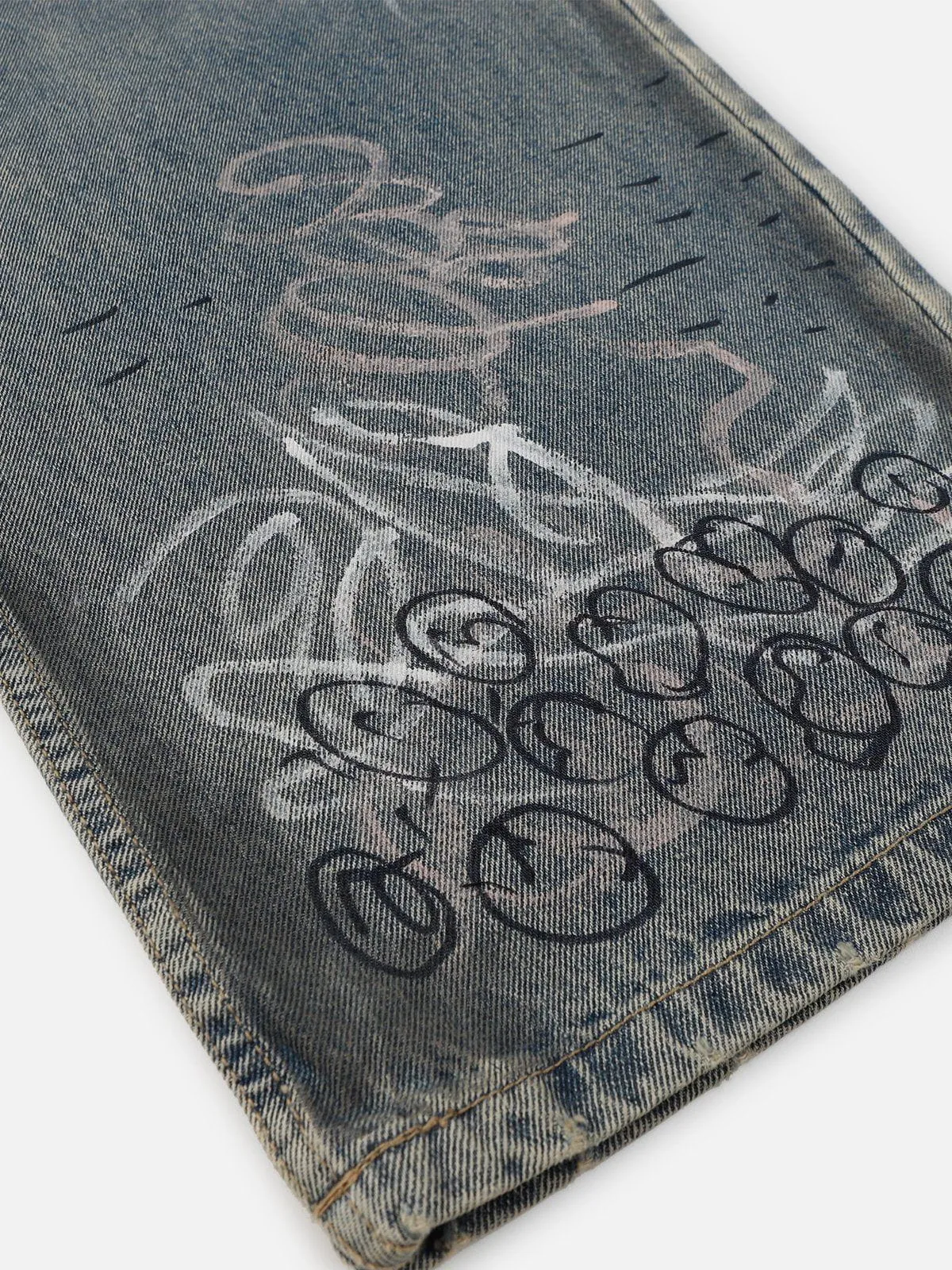 【Aelfric Eden】Graffiti Washed Loose ジーンズ 関送込み Aelfric Eden Graffiti Loose Jeans | Parallel